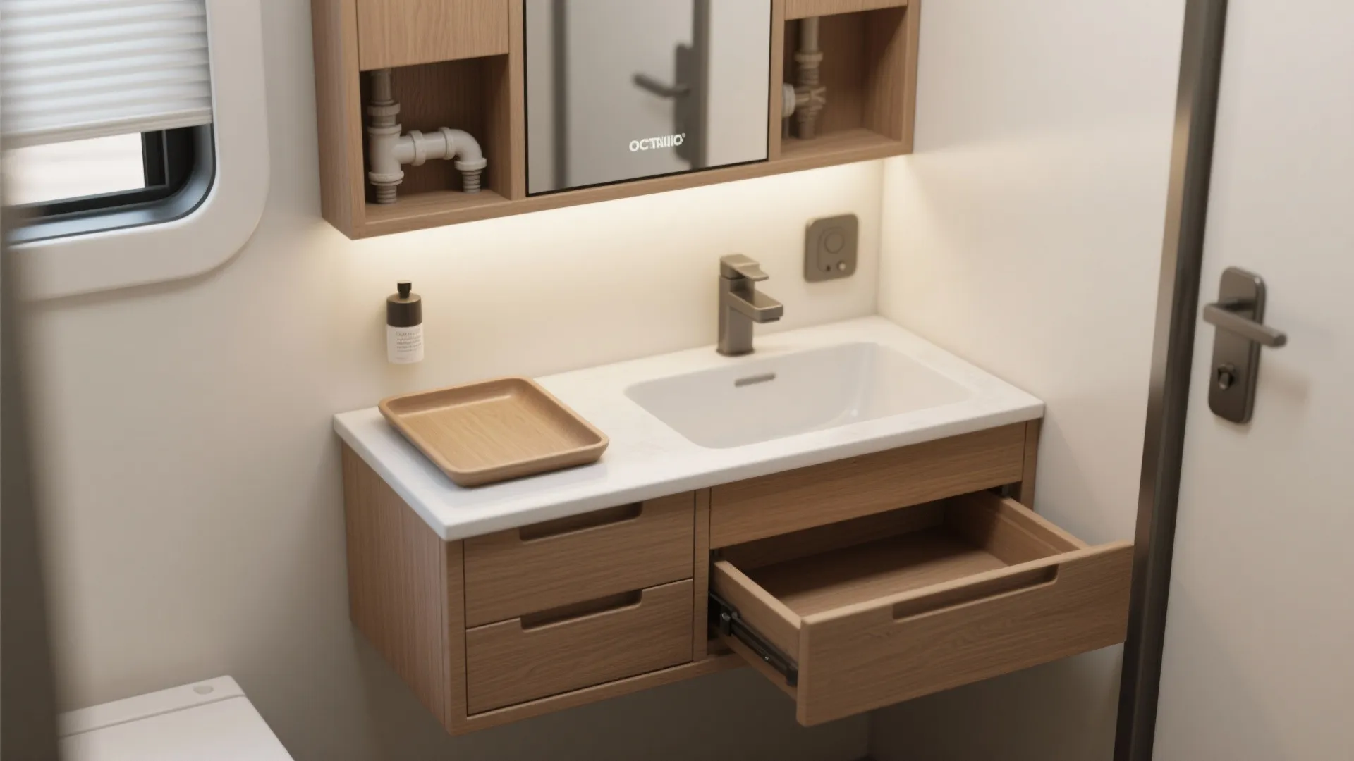 4. Choose multi-functional fixtures and compact vanities