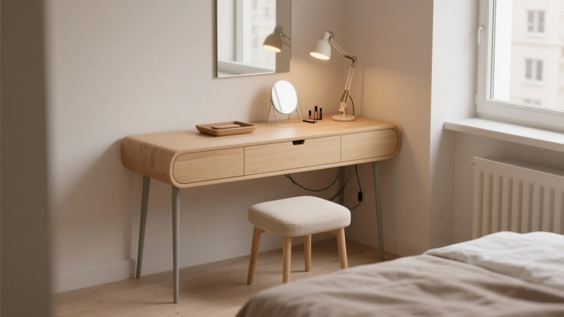 Small Vanity Table Without Mirror: Smart Style for Tiny Spaces: 1 Minute to Refresh Your Space—No Mirror Required!