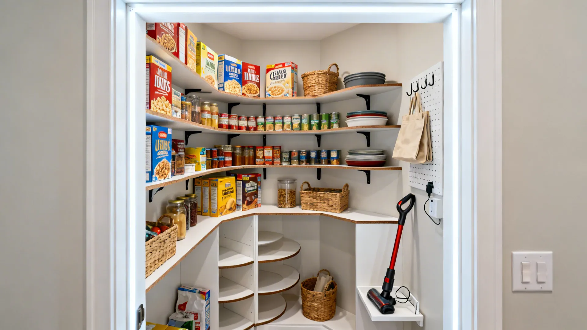 Compact walk-in with U-shaped shelving