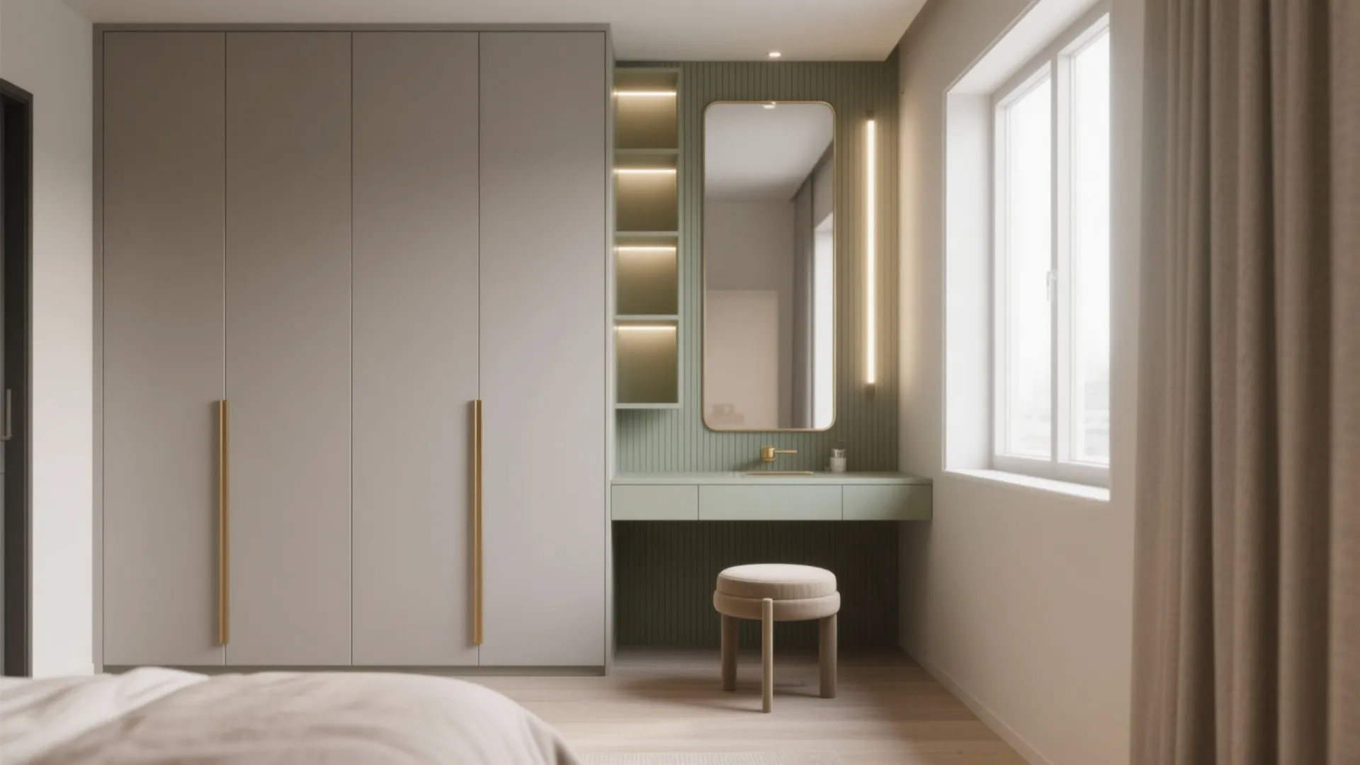 Small Wardrobe with Dressing Table: Space-Saving Design Guide: 1 Minute to Upgrade Your Bedroom Storage & Style