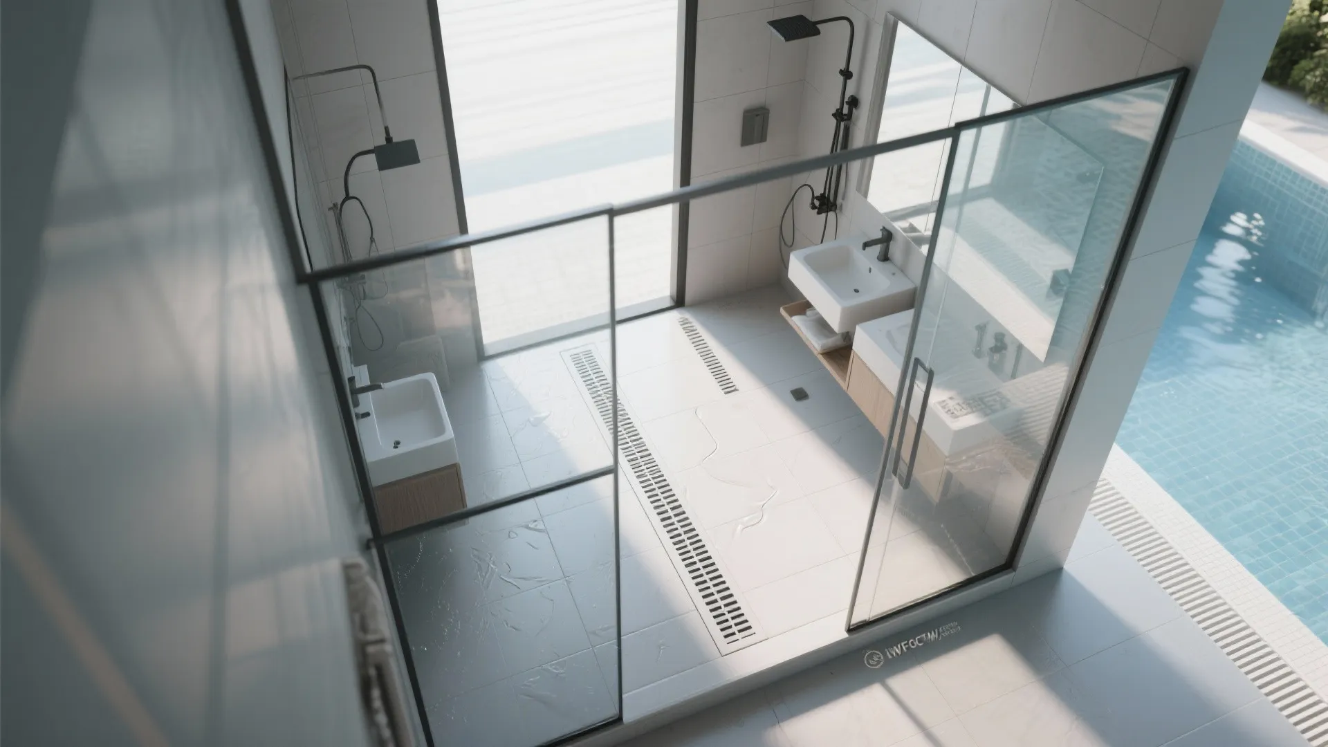2. Compact wet room with glass partition
