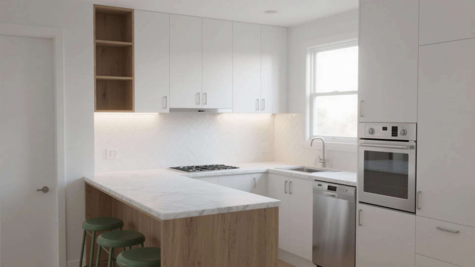 Small White Kitchen with Stainless Steel Appliances: Clever Design Ideas: 1 Minute to a Brighter, Sleek Kitchen Makeover