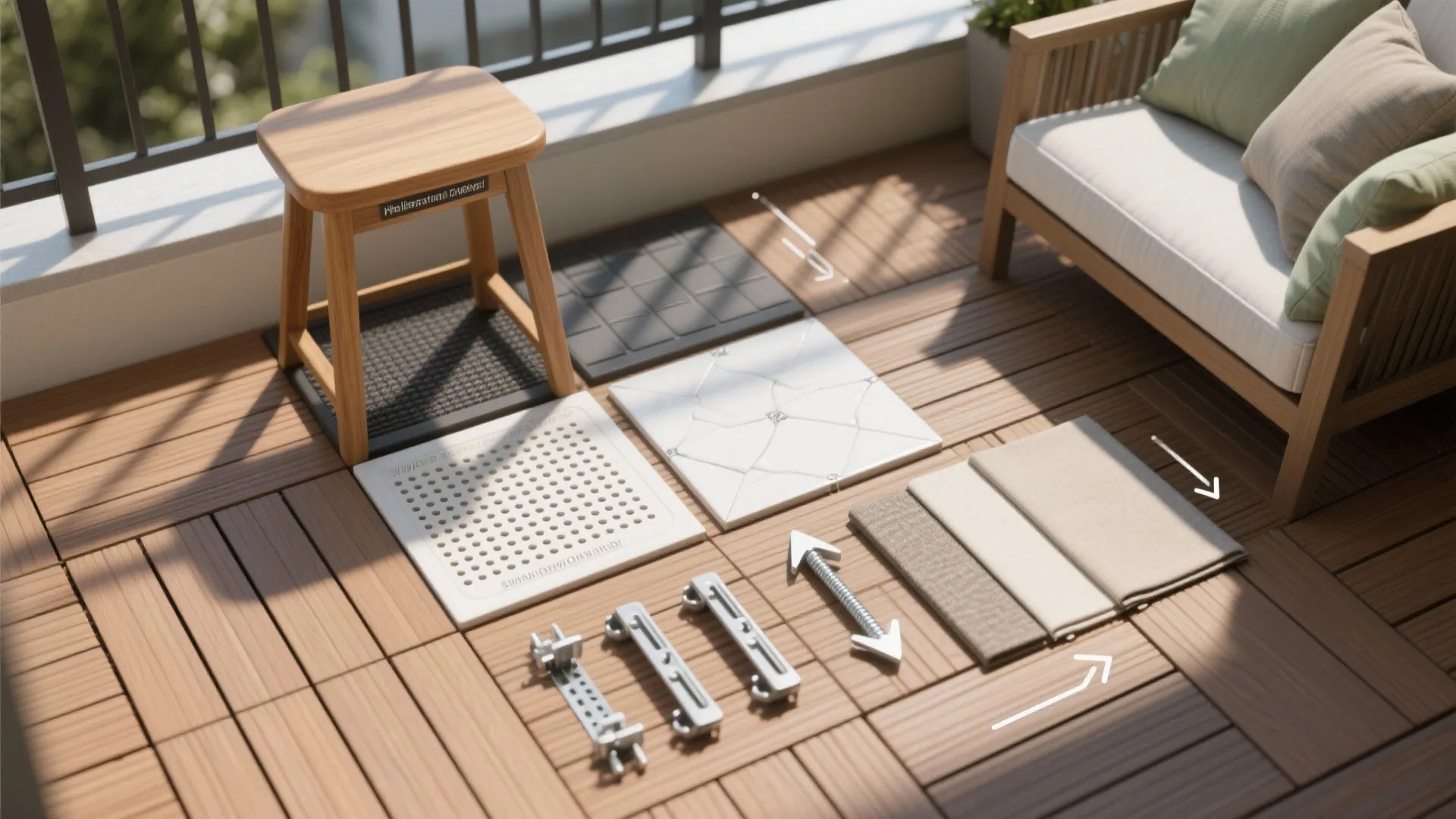 Warm wood tones with low-maintenance composite tiles