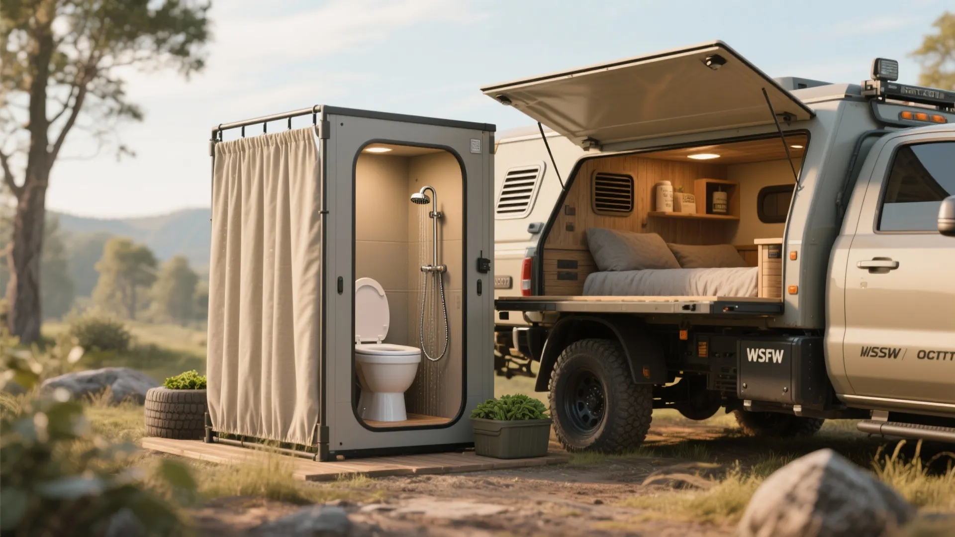 4. Composting toilet and outdoor shower combo