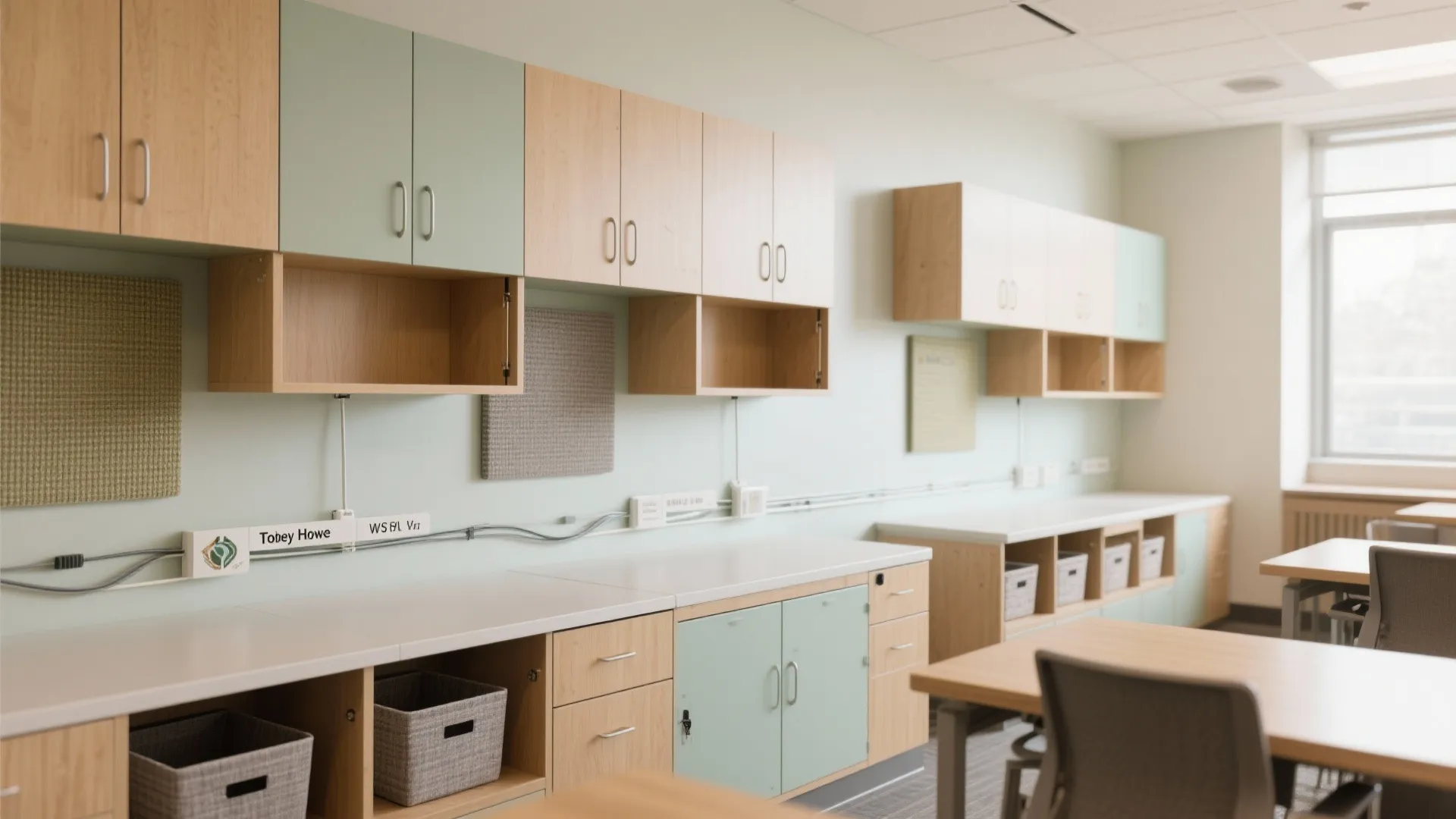 1) Minimal visual clutter with concealed storage