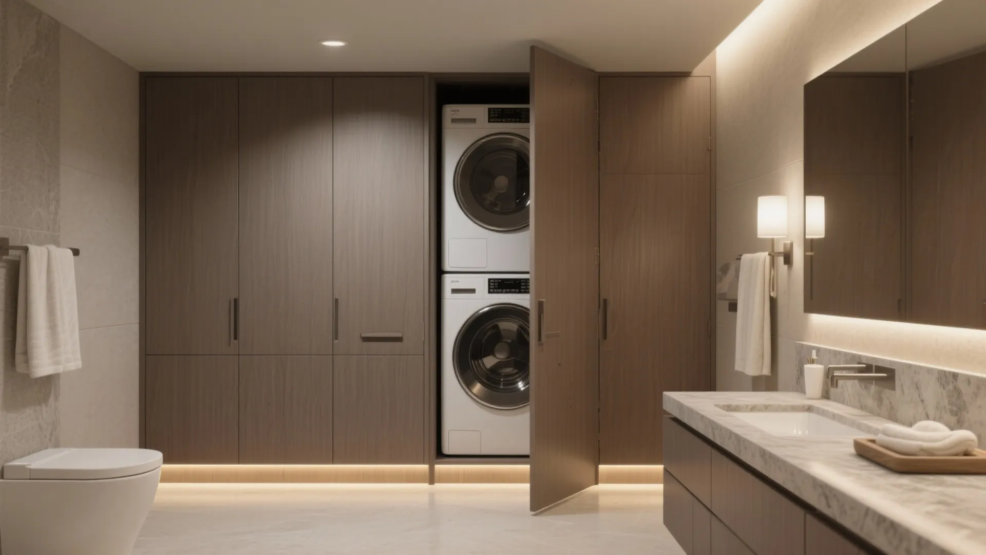 2. Concealed appliances inside cabinetry