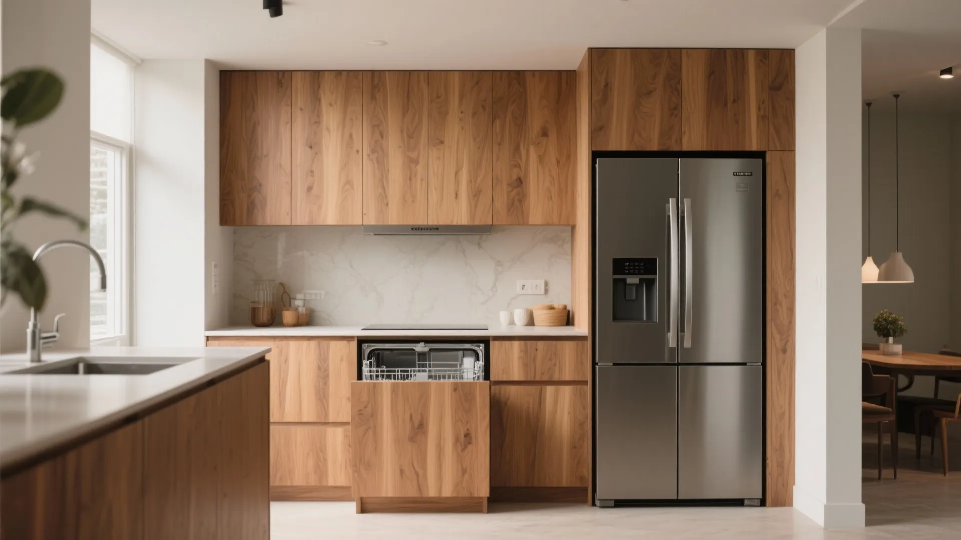 7. Conceal Appliances with Wood Panels