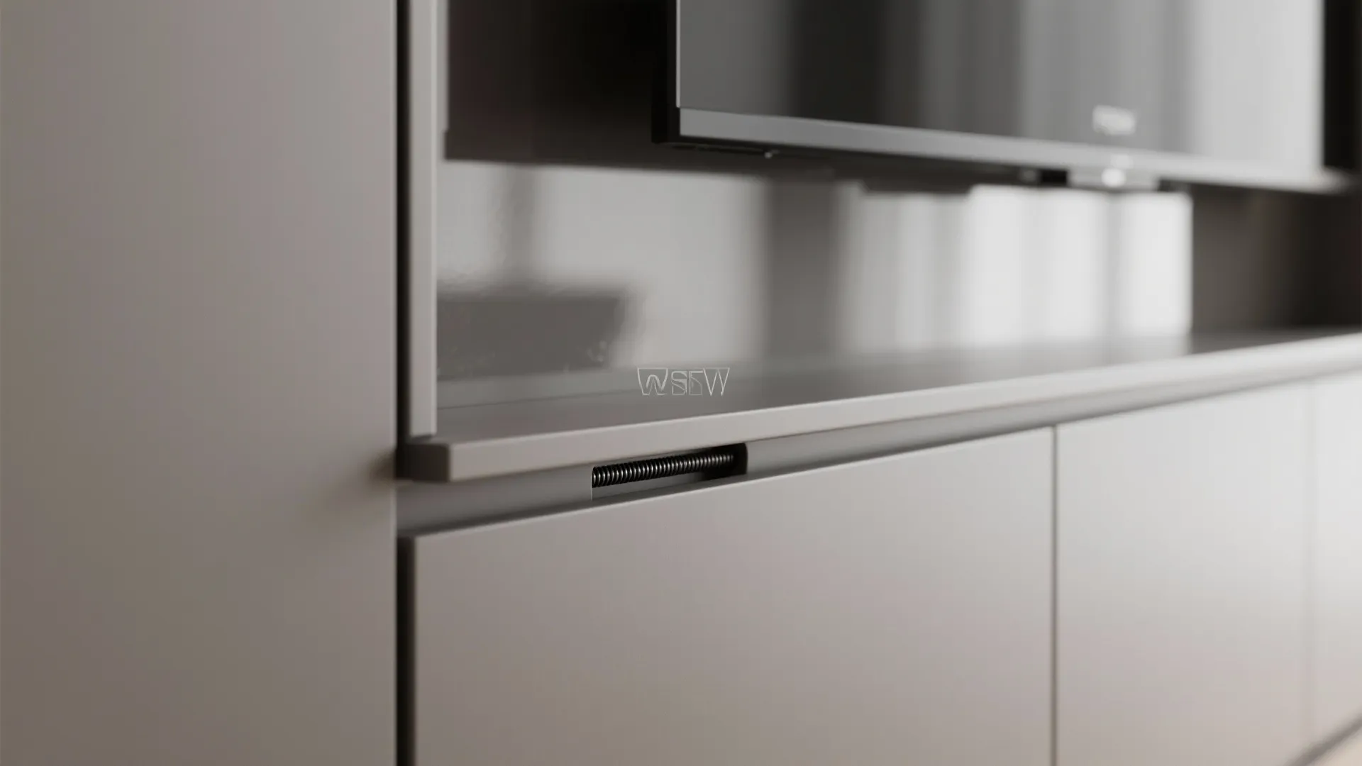 Minimal slab wall with concealed storage