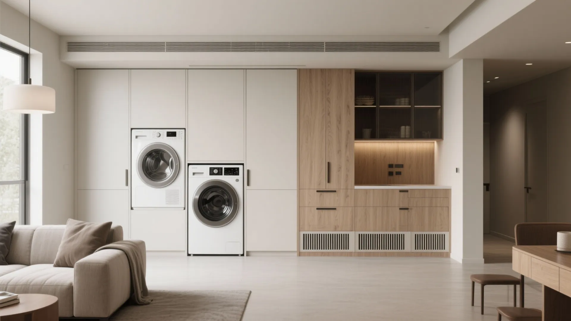 5. Concealed Machines in Cabinet Runs: Seamless Living