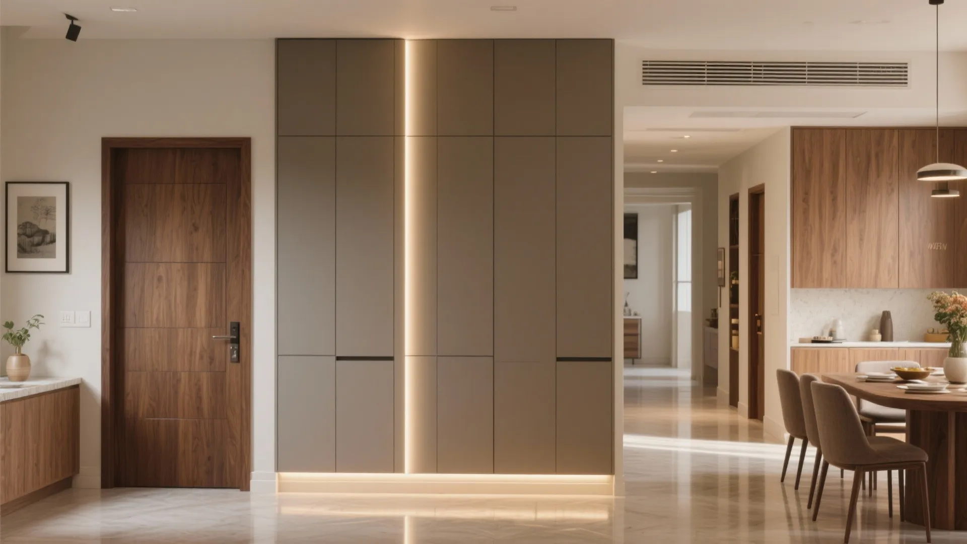 Minimalist storage with concealed millwork