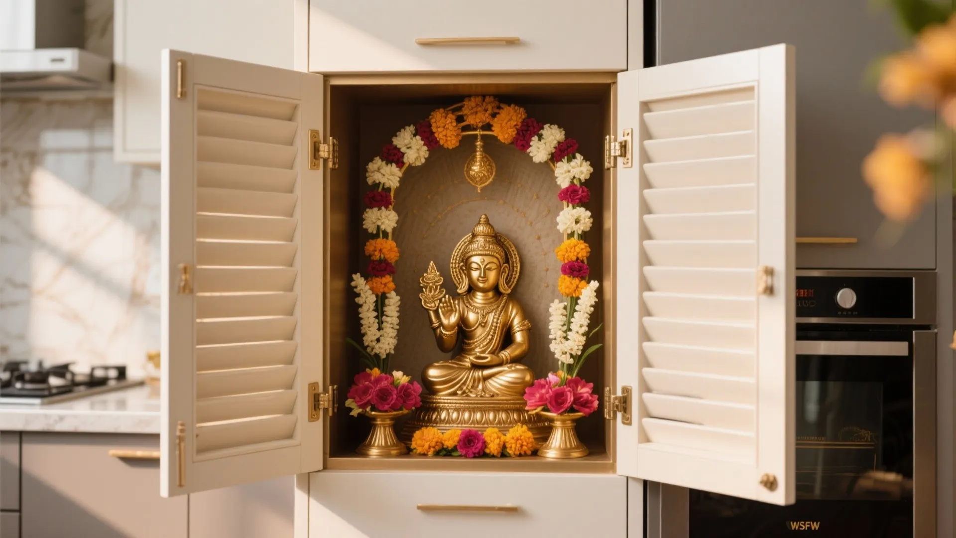 Cabinet-Style Concealed Pooja Unit