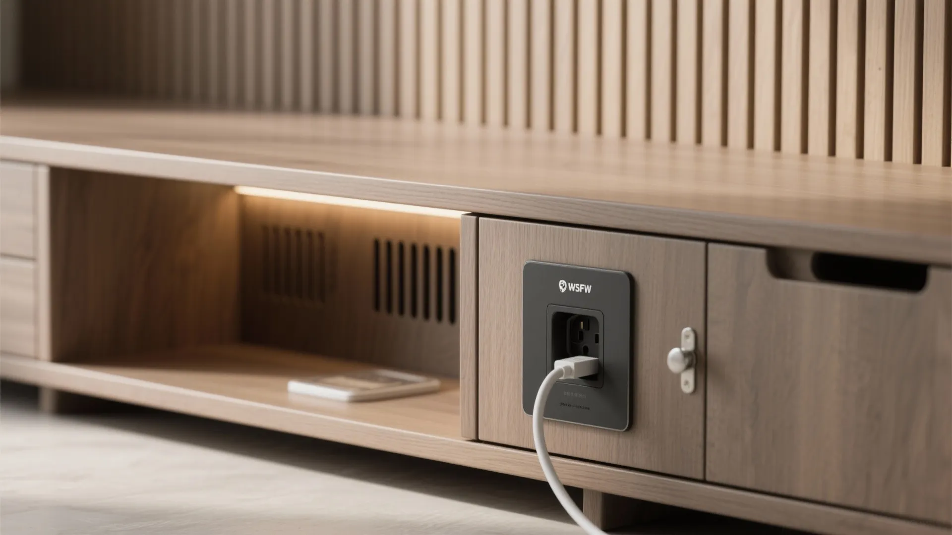 Flexible bench + mirror zone with concealed power