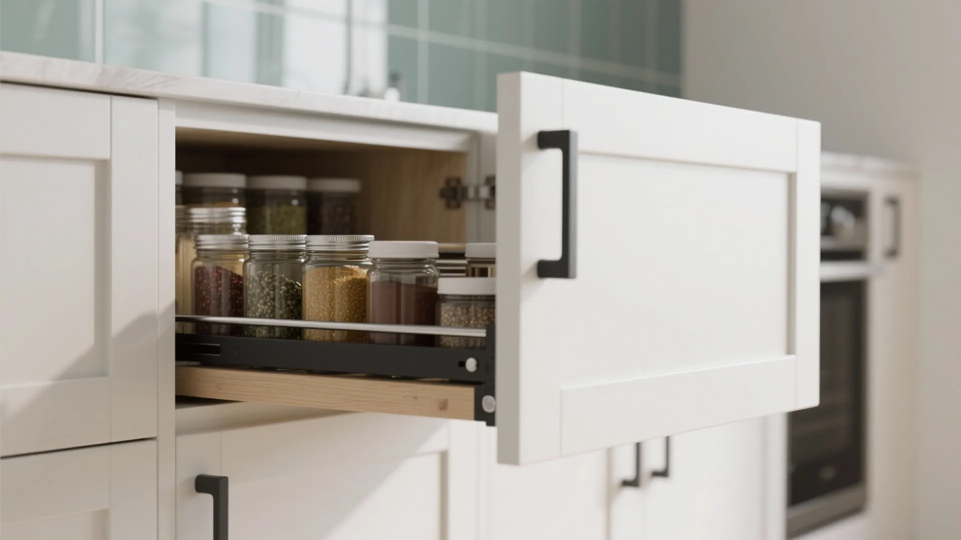 Minimalist kitchen storage with concealed systems