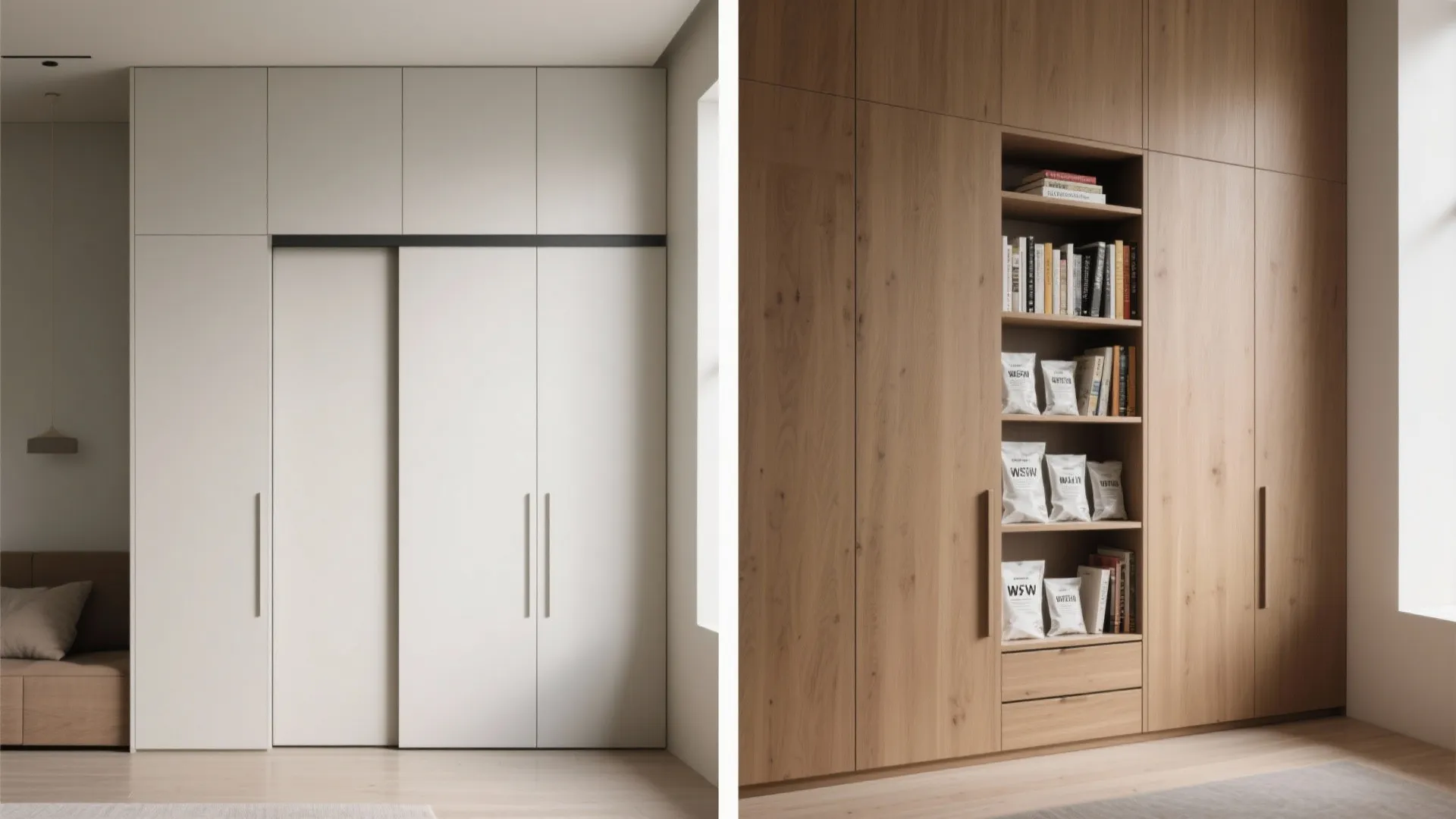 5. Concealed storage: cabinets, sliding panels and closet inserts