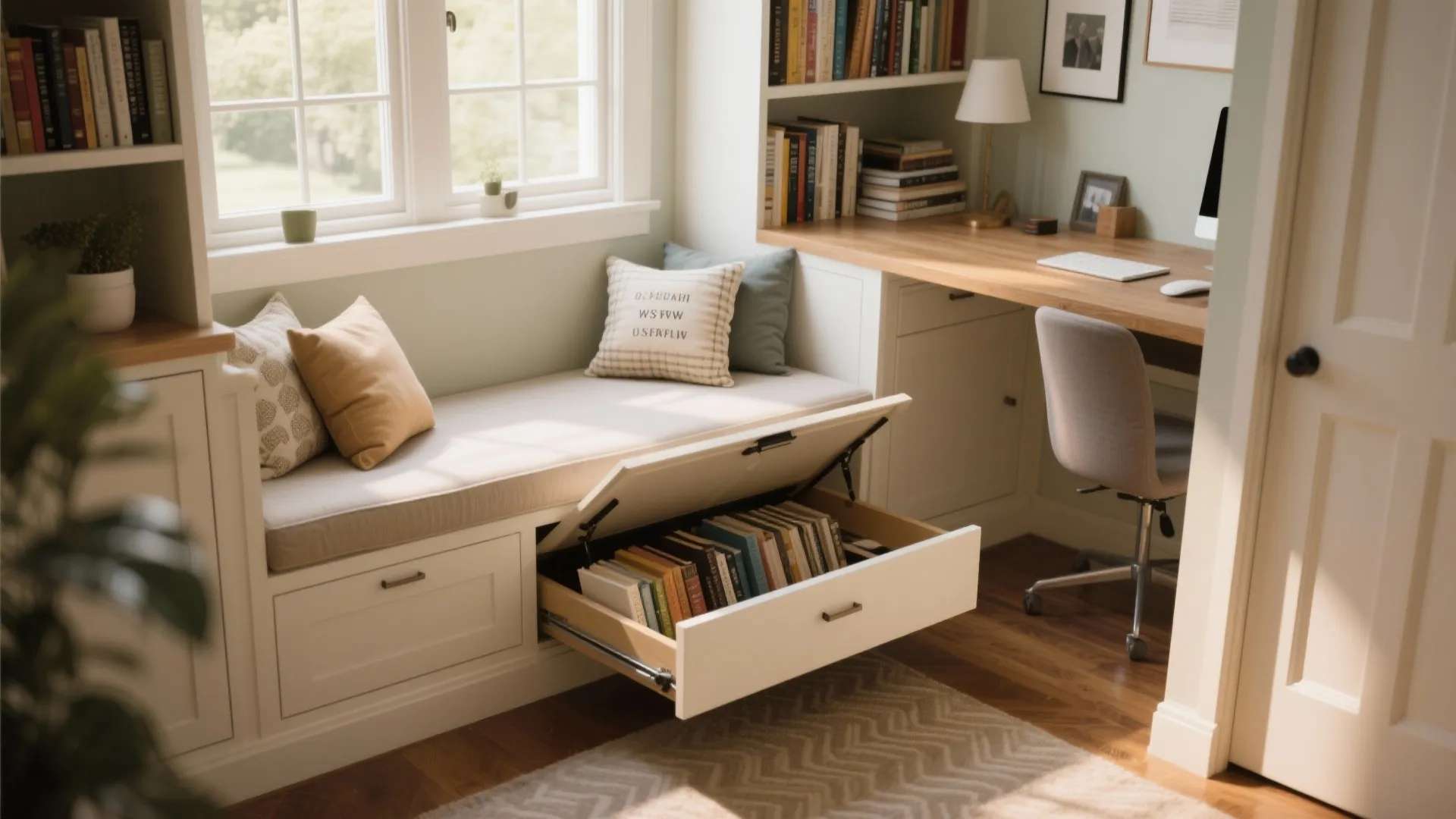 2. Concealed Storage Benches
