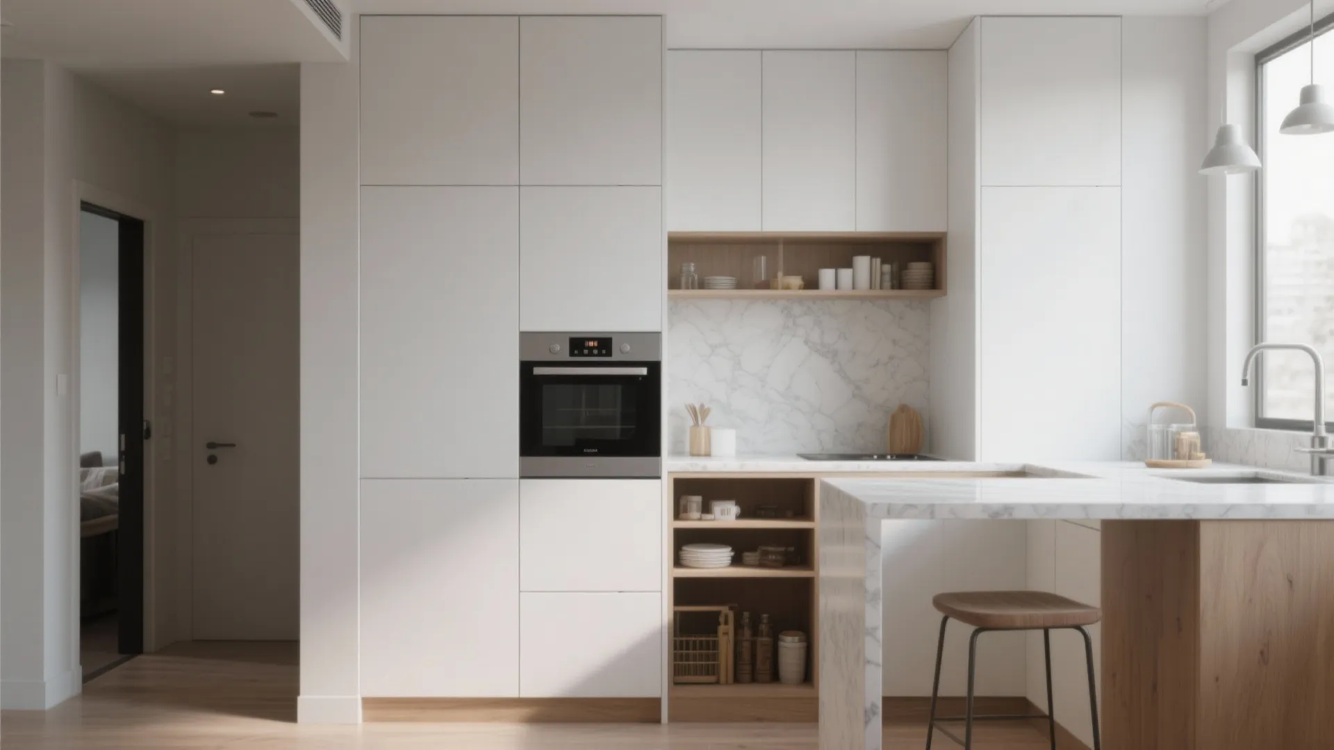 Minimal, concealed storage for visual calm