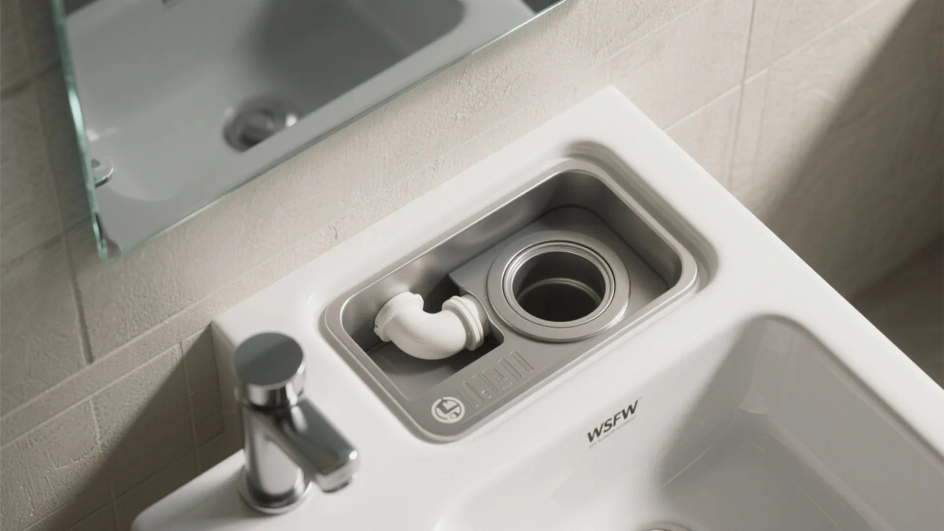 Minimal Wall-Mounted Basin with Hidden Trap