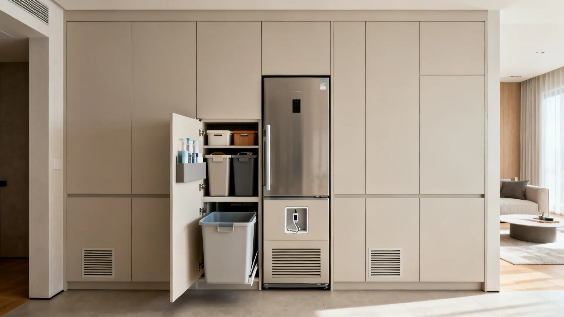 Concealed utility zones for serene living