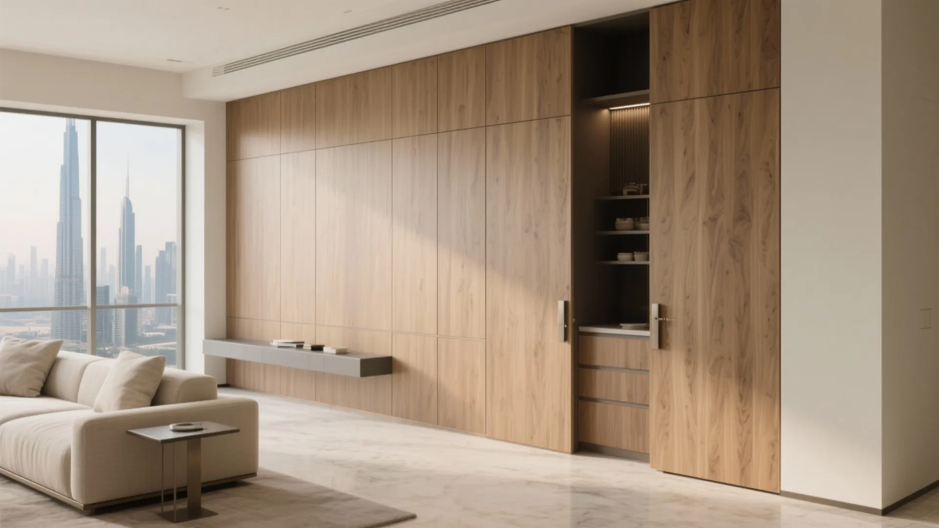 1) Concealed Storage That Lets the View Lead