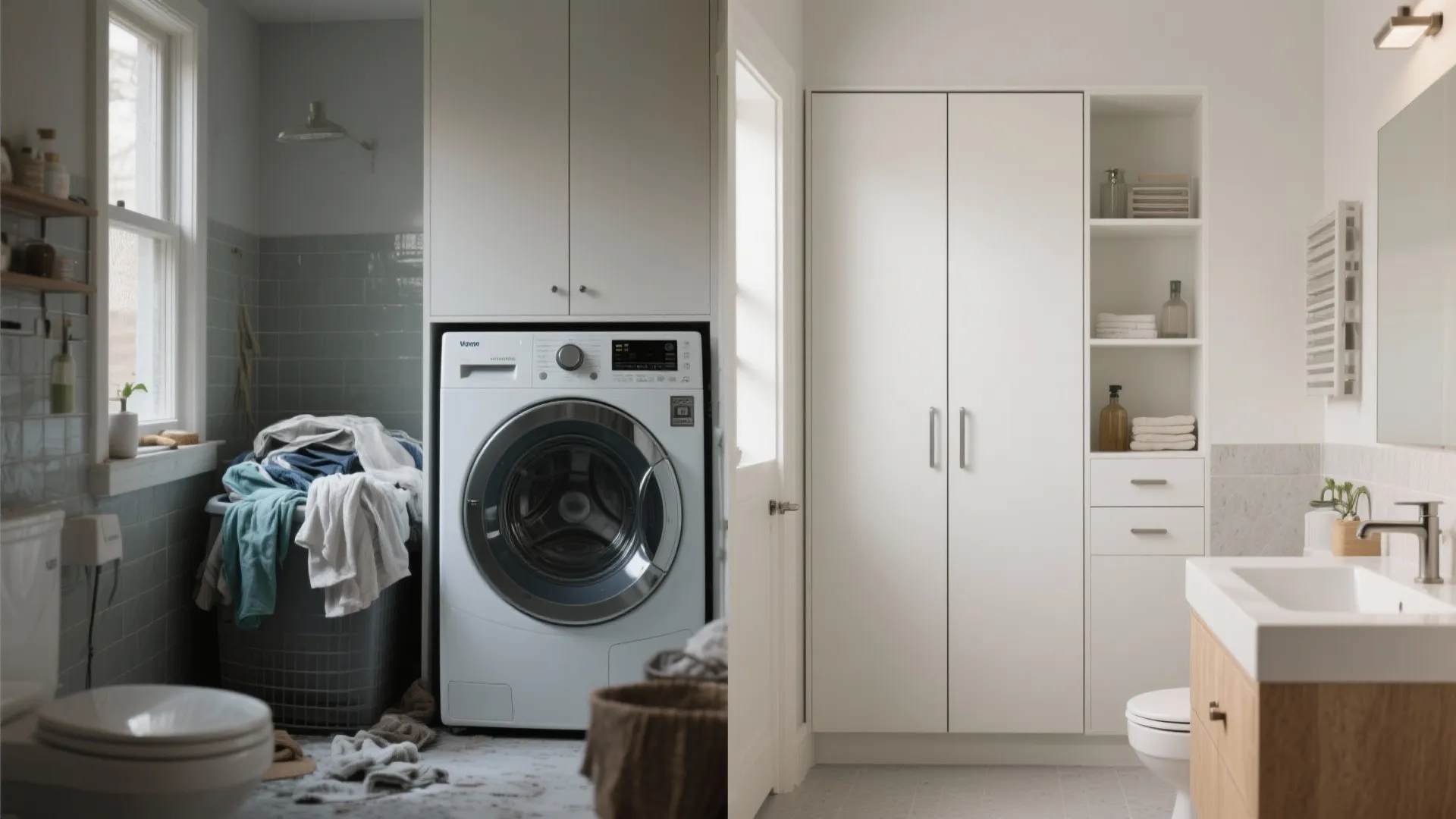 Minimal concealed laundry wall