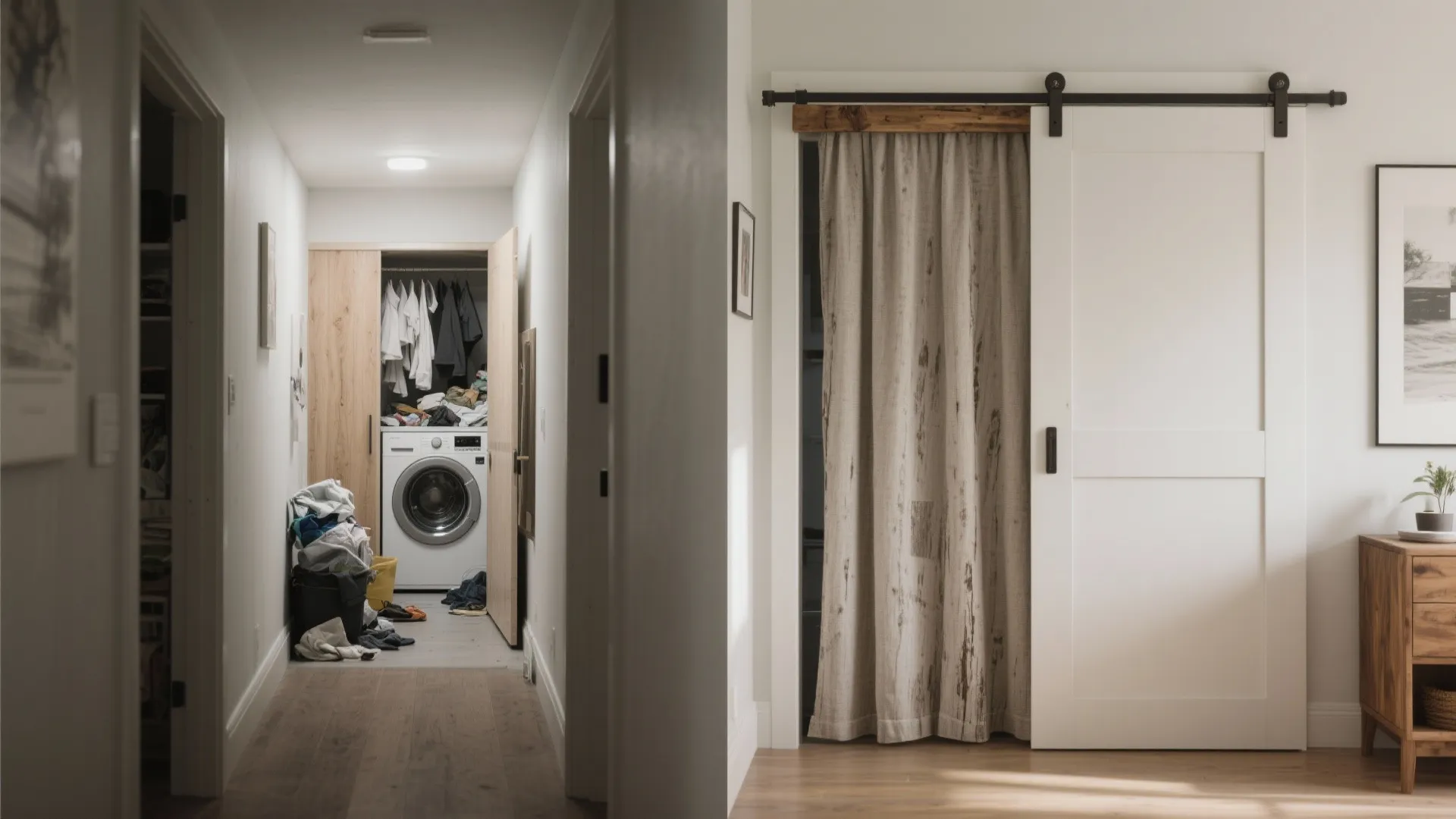 5. Concealment with Style: Pocket Doors and Curtains