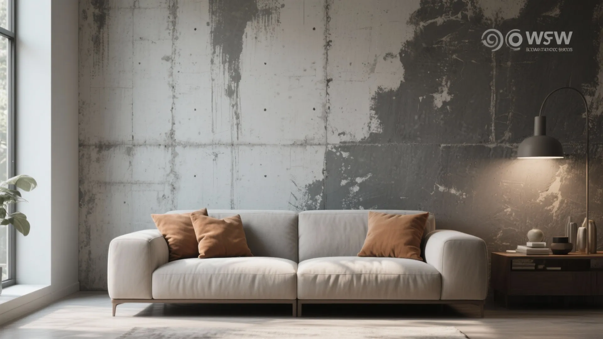 2. Concrete-Look Accent Wall