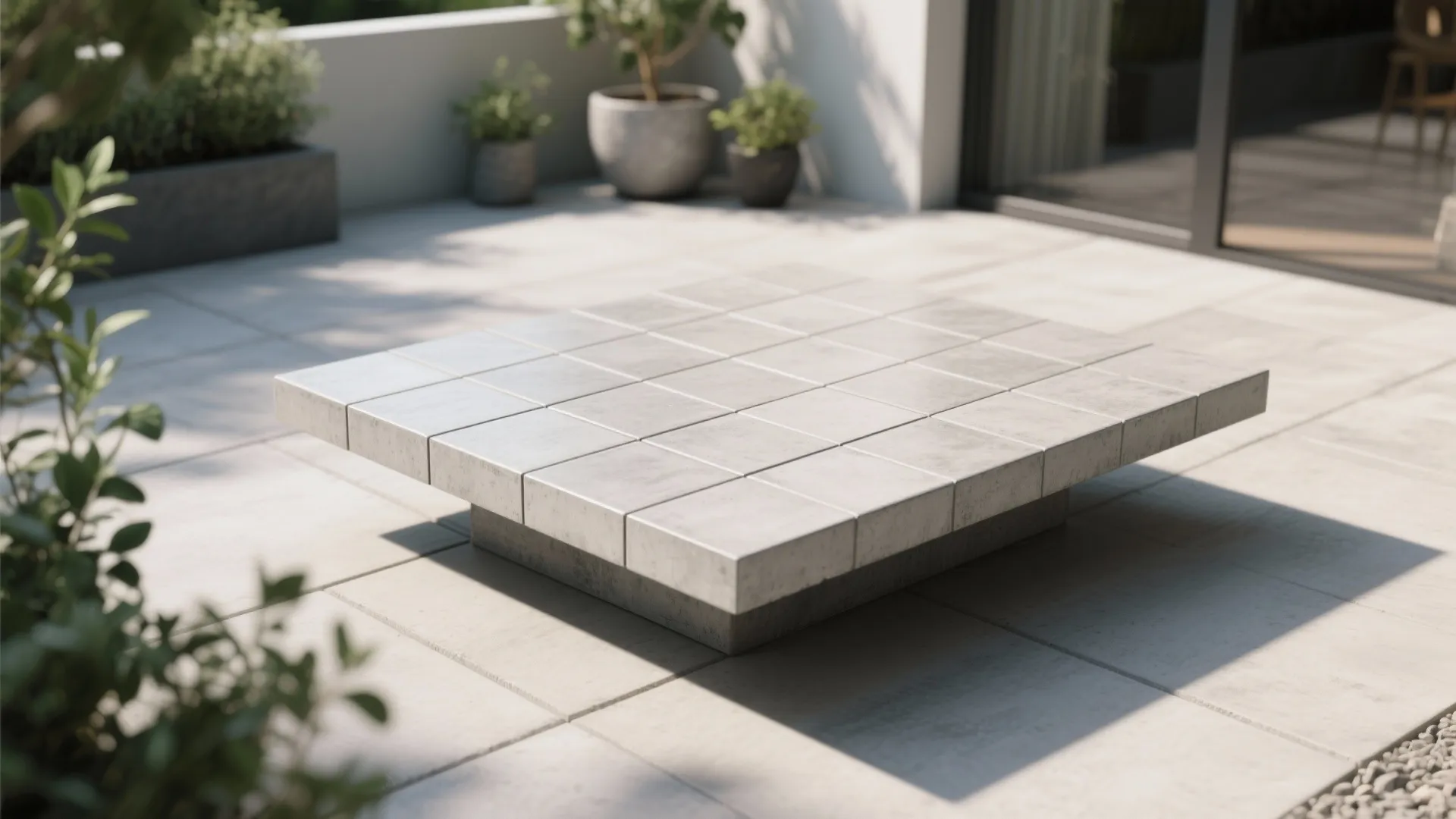 5. Concrete Mix and Tile Outdoor Coffee Table