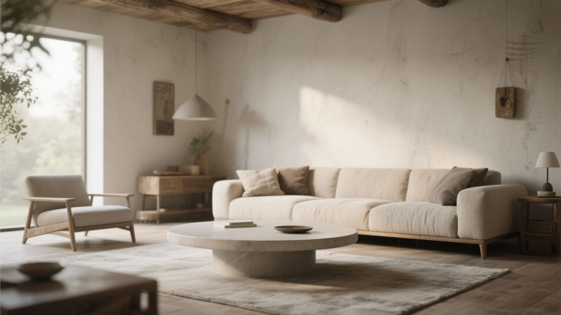 6. Stone or Concrete Coffee Table