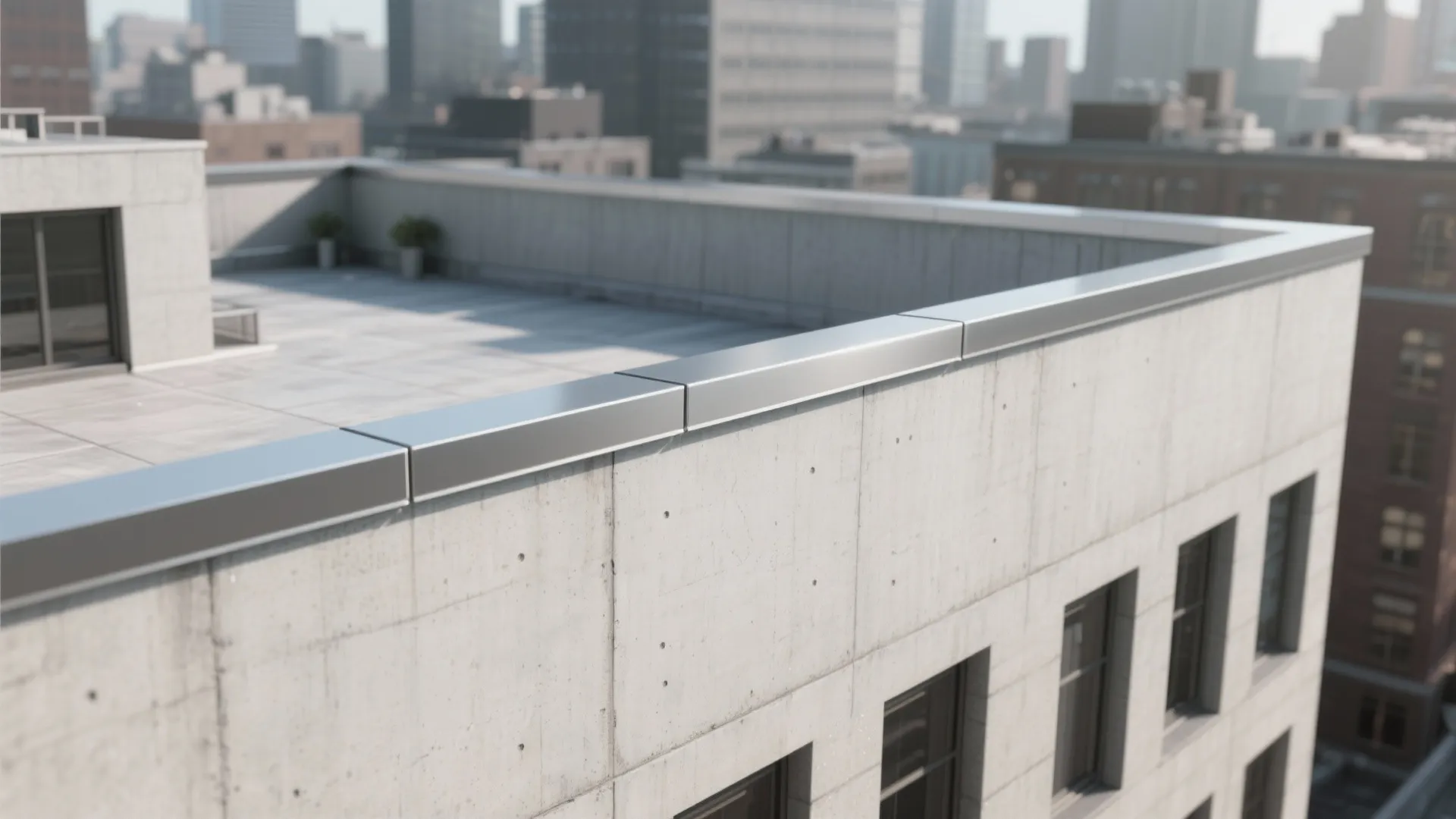 Minimalist Concrete Parapet with Slim Metal Coping