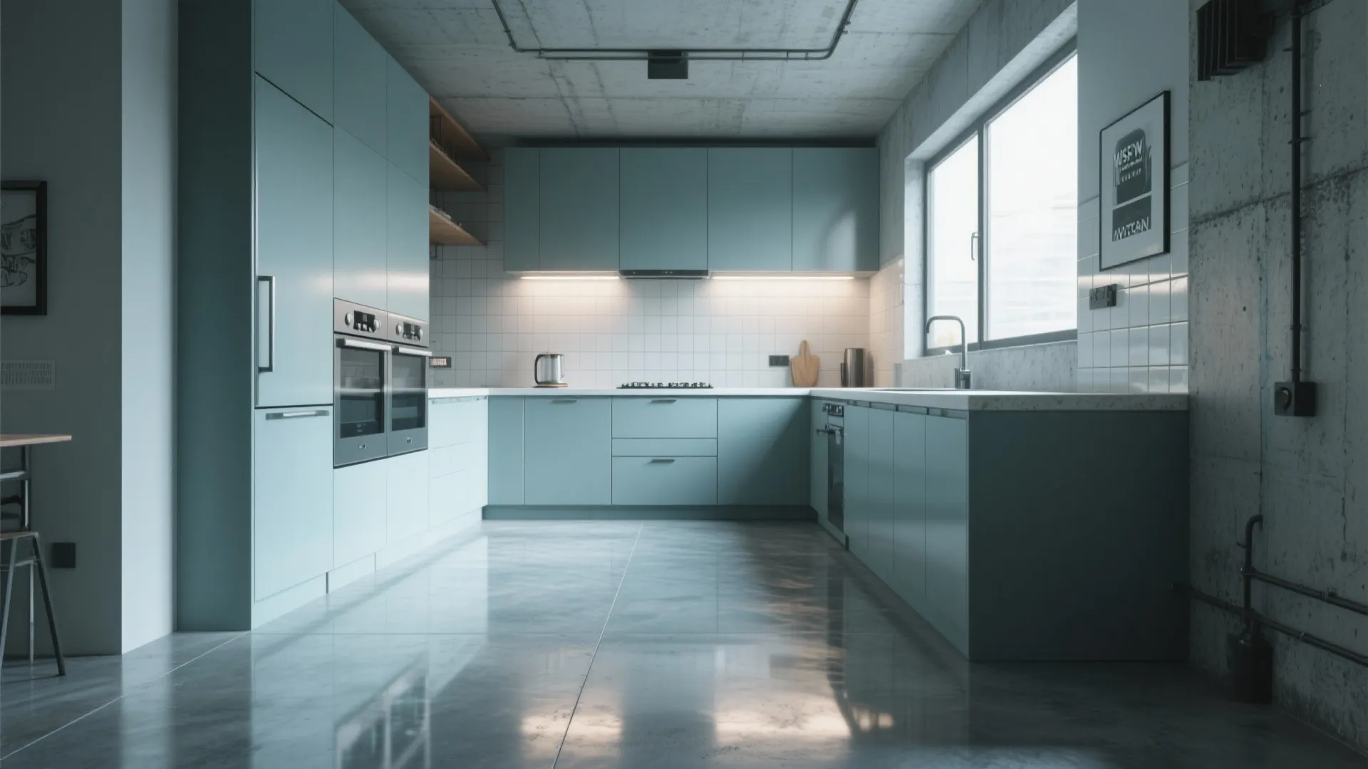 2. Polished Concrete-Effect Porcelain