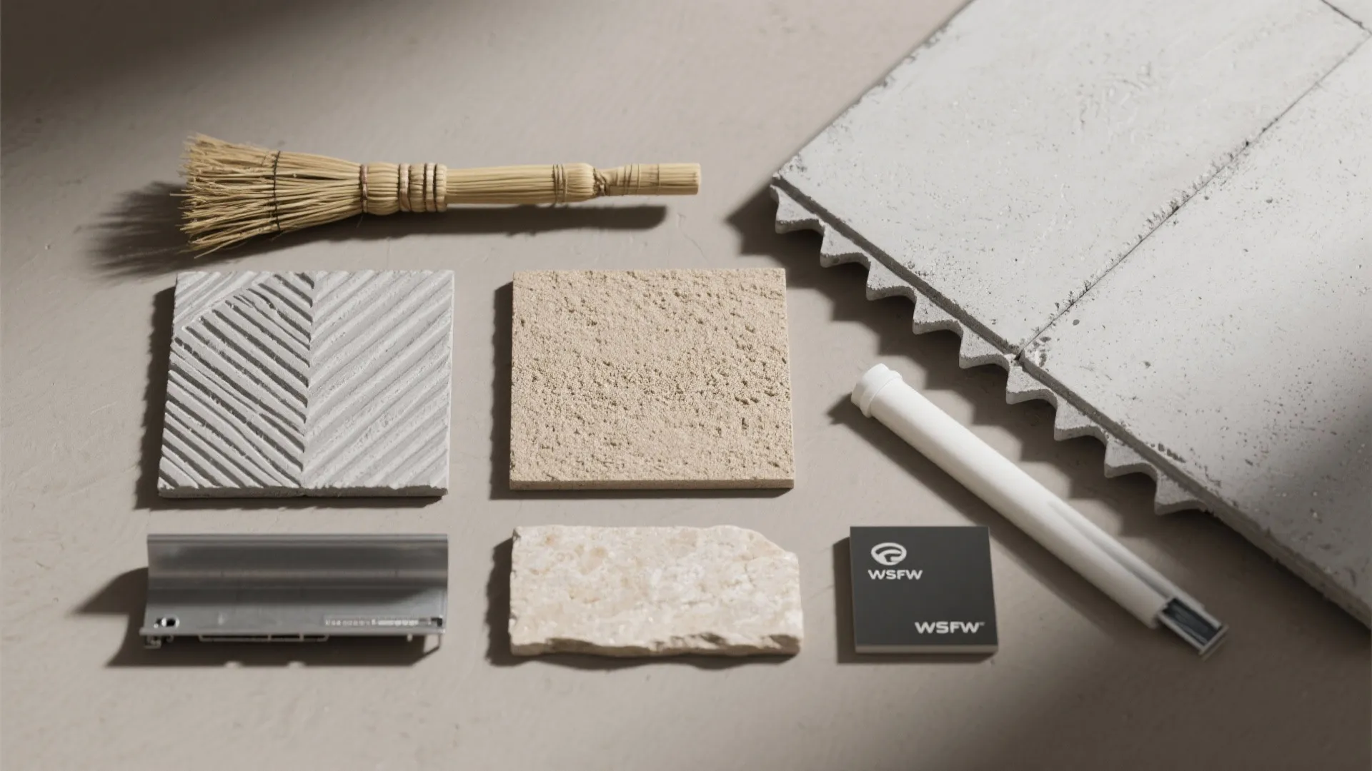 Textured Concrete with Slim Pilasters