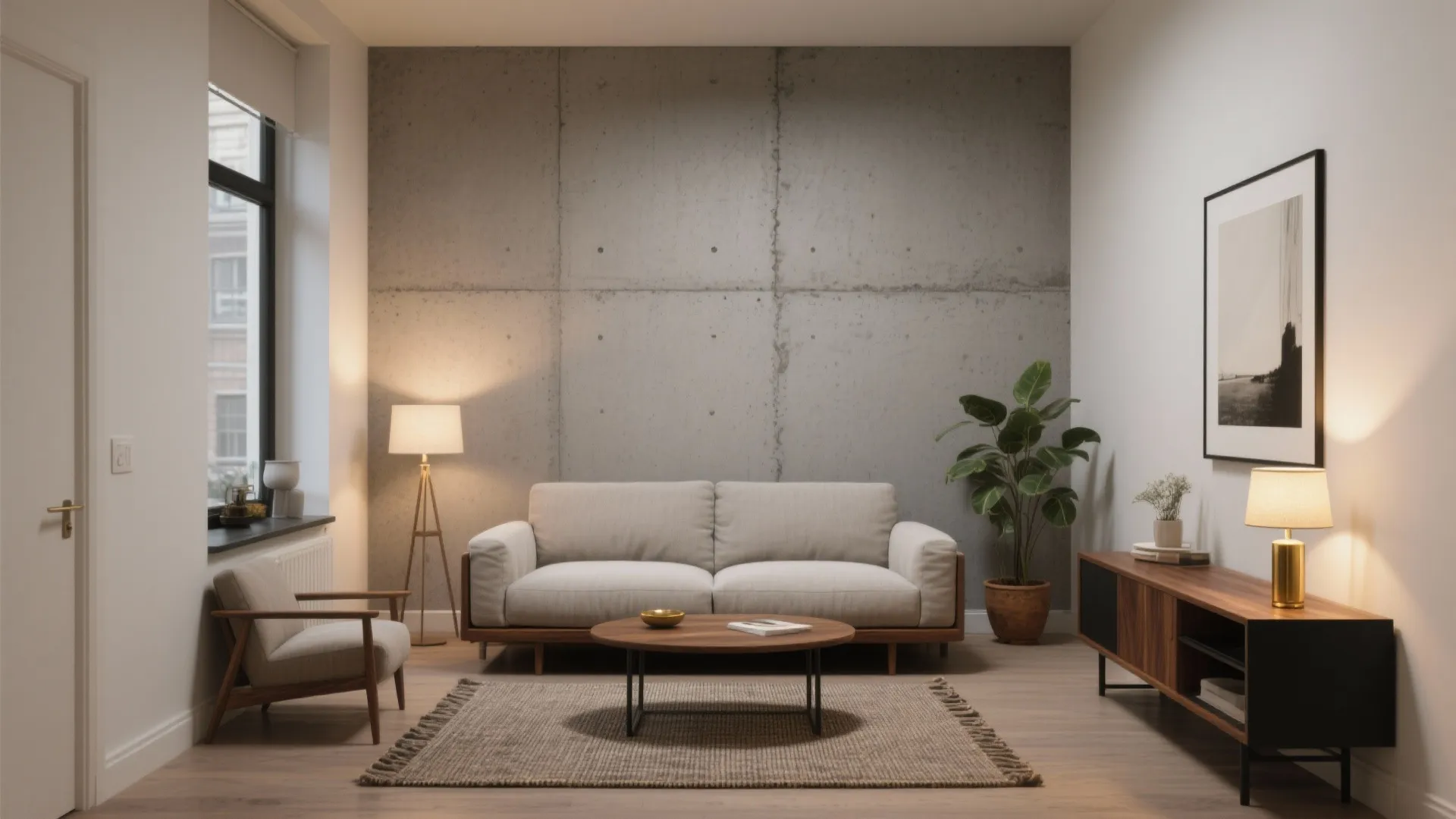 5 Concrete Wall Interior Design Ideas I Swear By: Small-space savvy: 5 ways to make concrete walls cozy, practical, and timeless