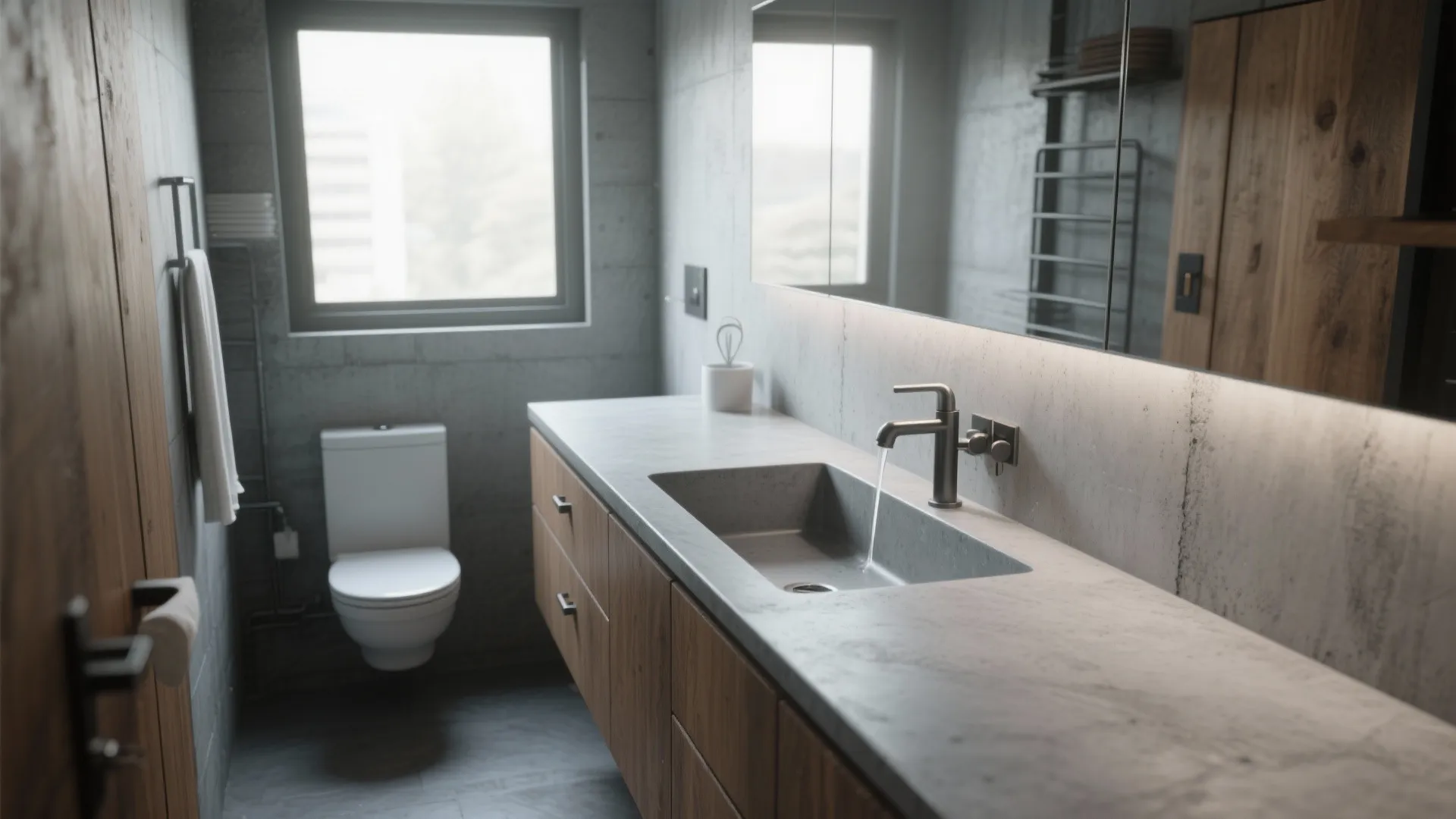 2. Integrated concrete-look countertop sink