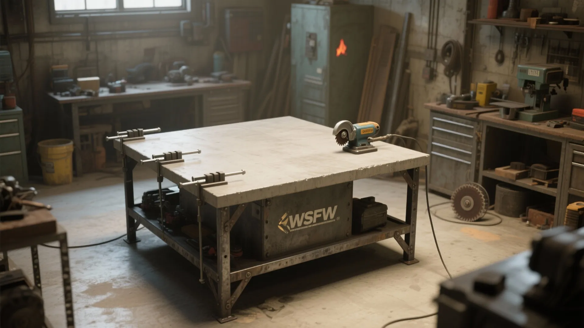 4. Concrete-topped island for heat resistance