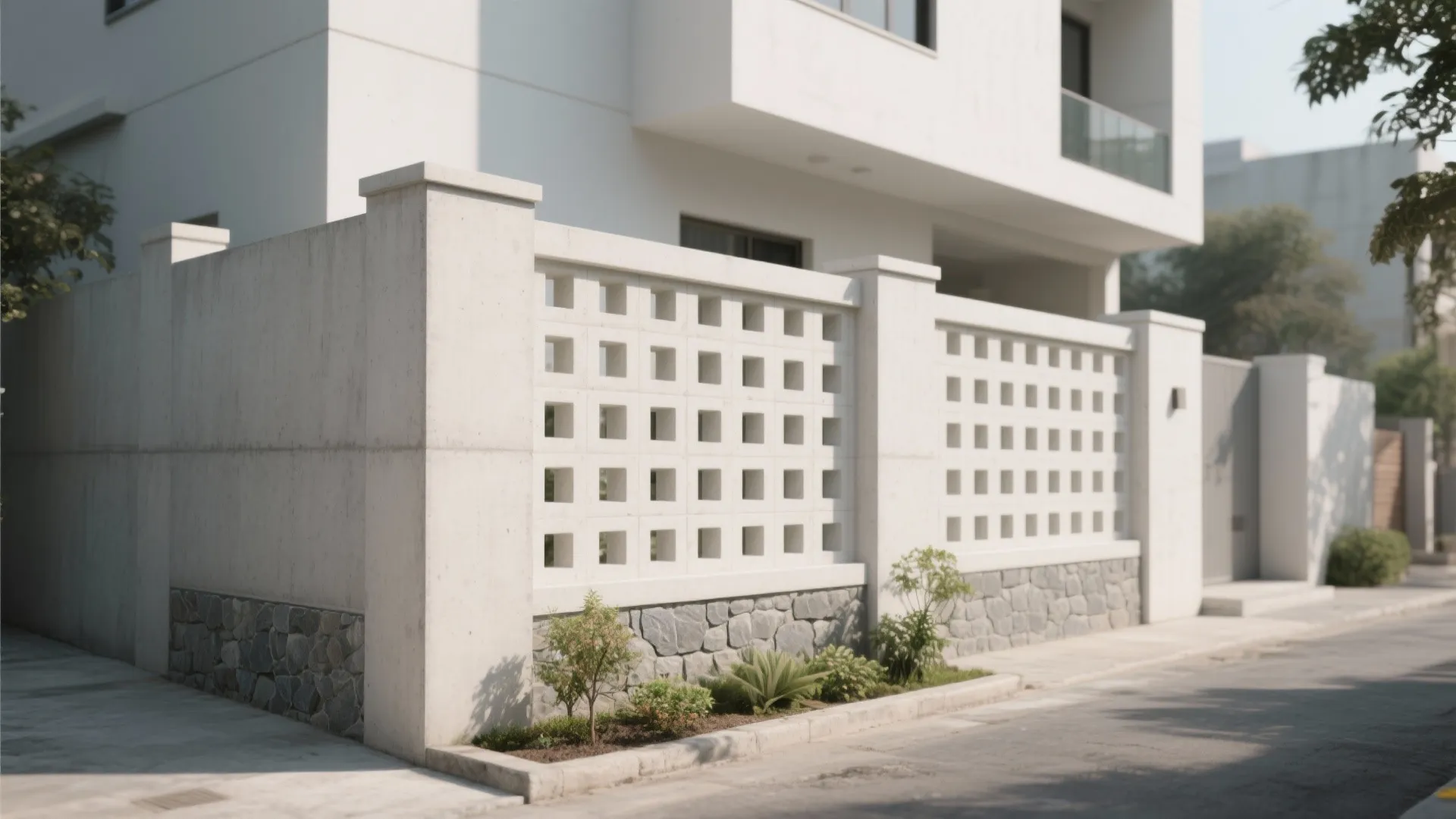 Minimalist Concrete Jali Screens