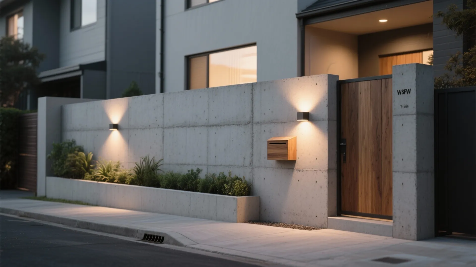 Textured Concrete with LED Grazing