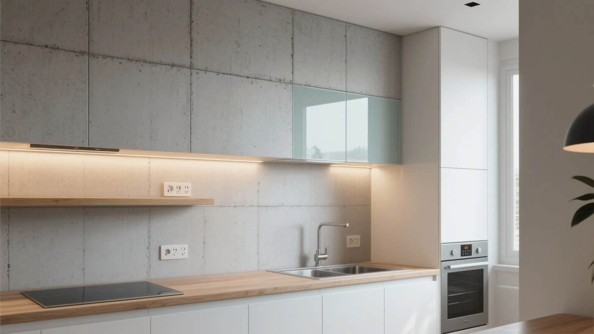 Concrete-Look Backsplash: From Glass to Porcelain Panels