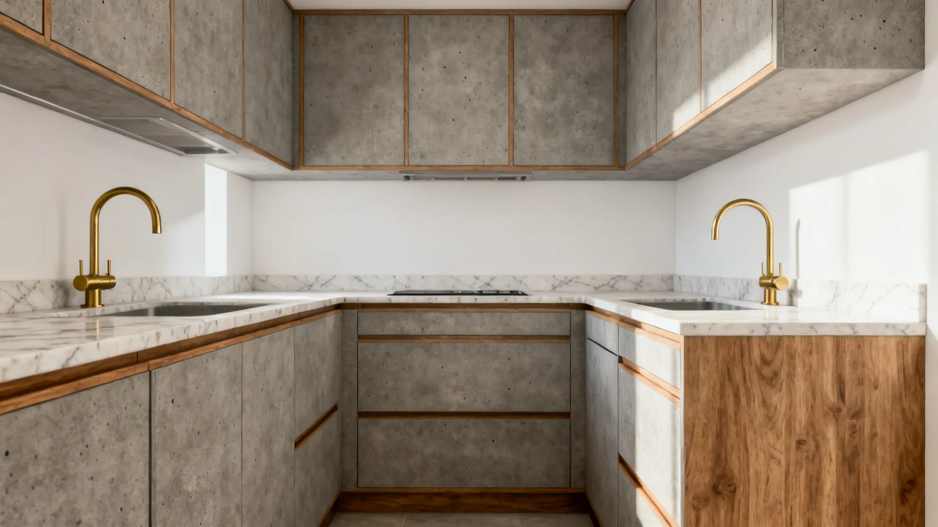 Concrete- and stone-look laminates for a luxe contrast