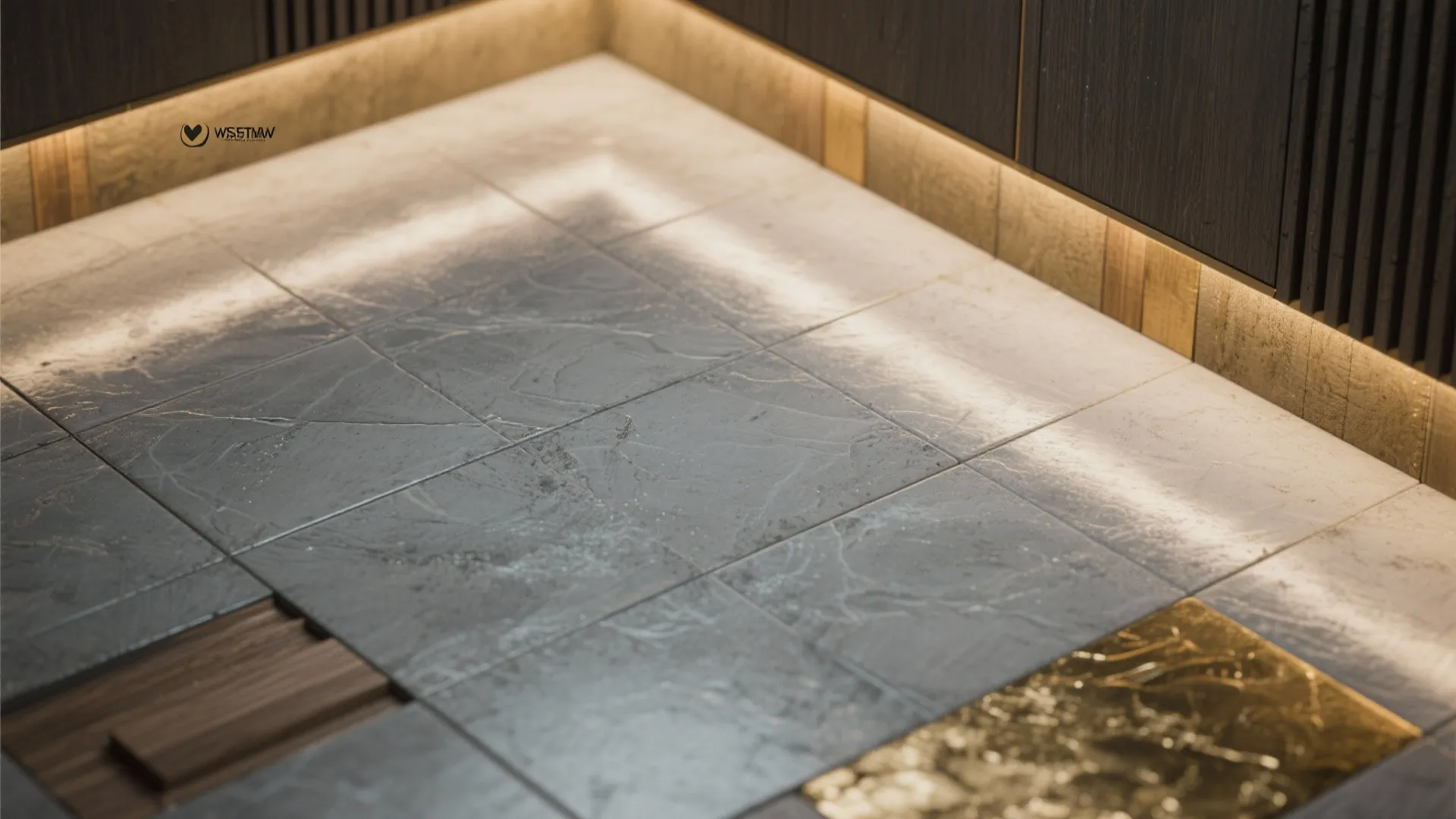5. Concrete-look polished grey tiles