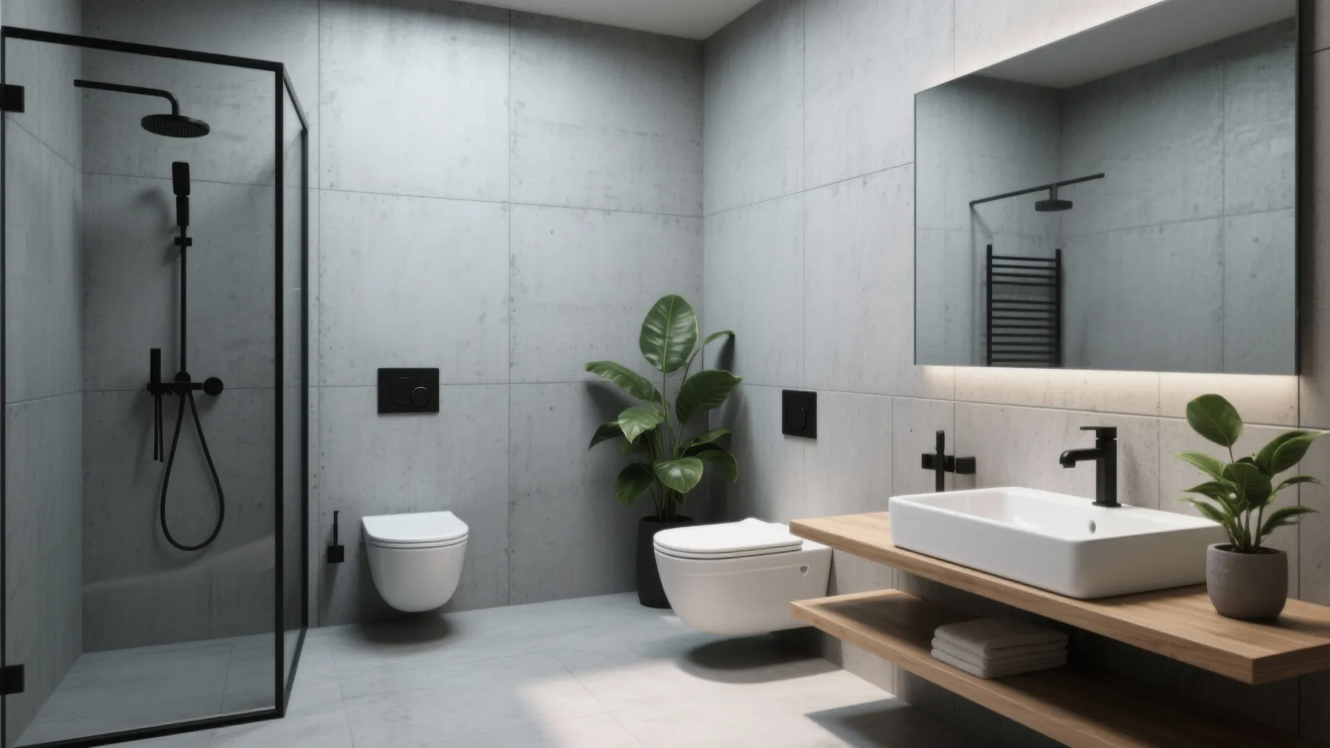 5. Concrete-look gray tiles for modern minimalism