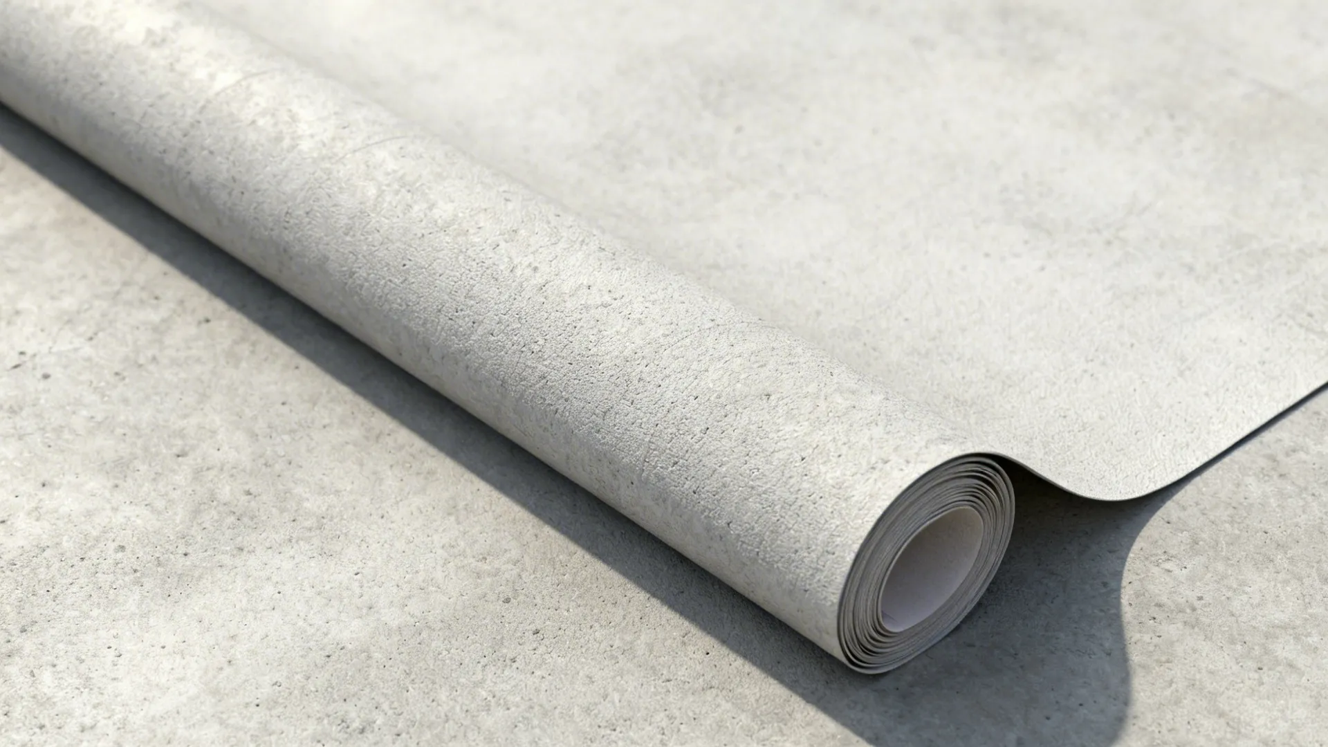 Macro of matte concrete-look 3D vinyl wallpaper with fine texture and clean seam.