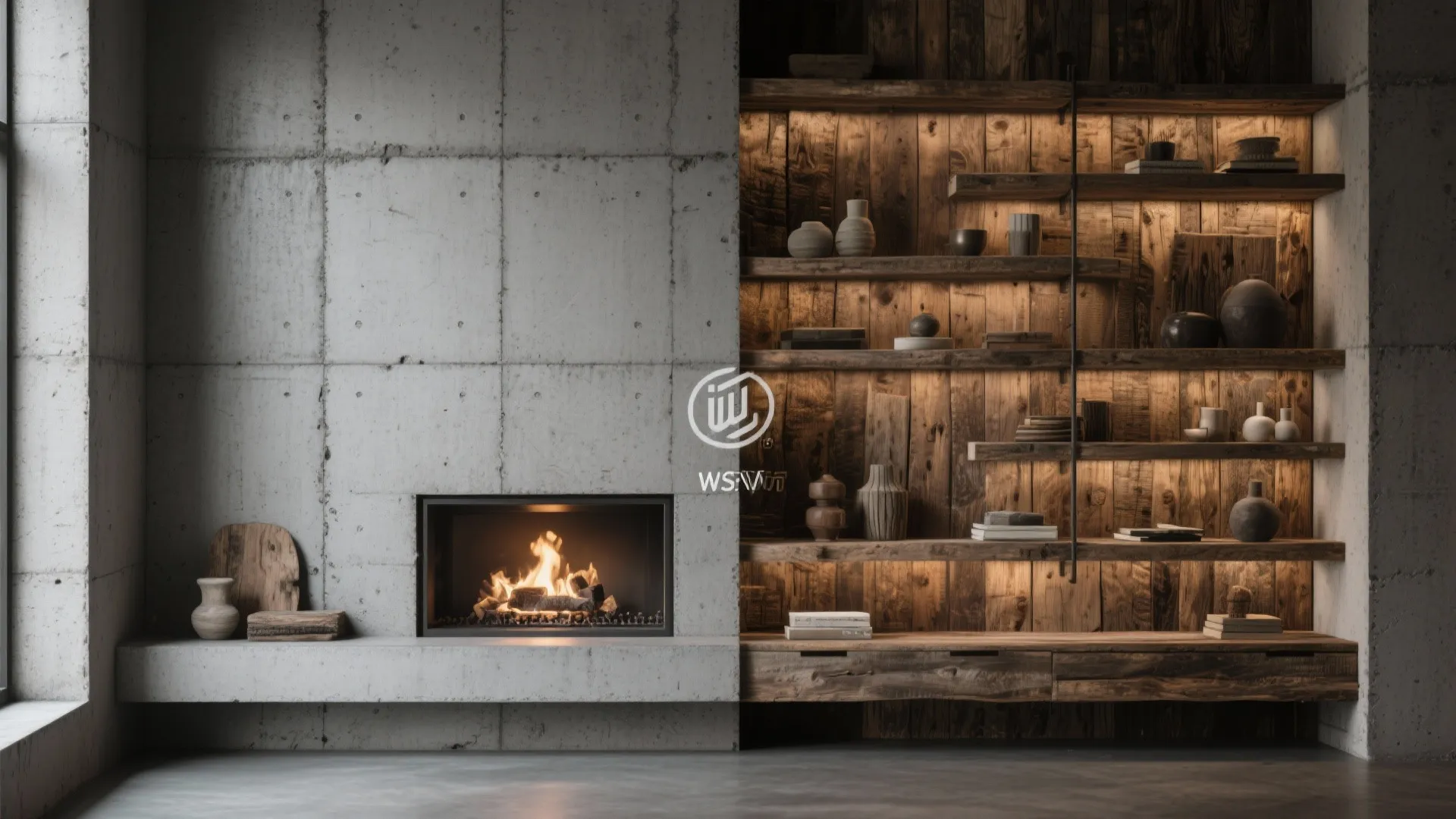 4. Mix Textures: Concrete Grey + Reclaimed Wood