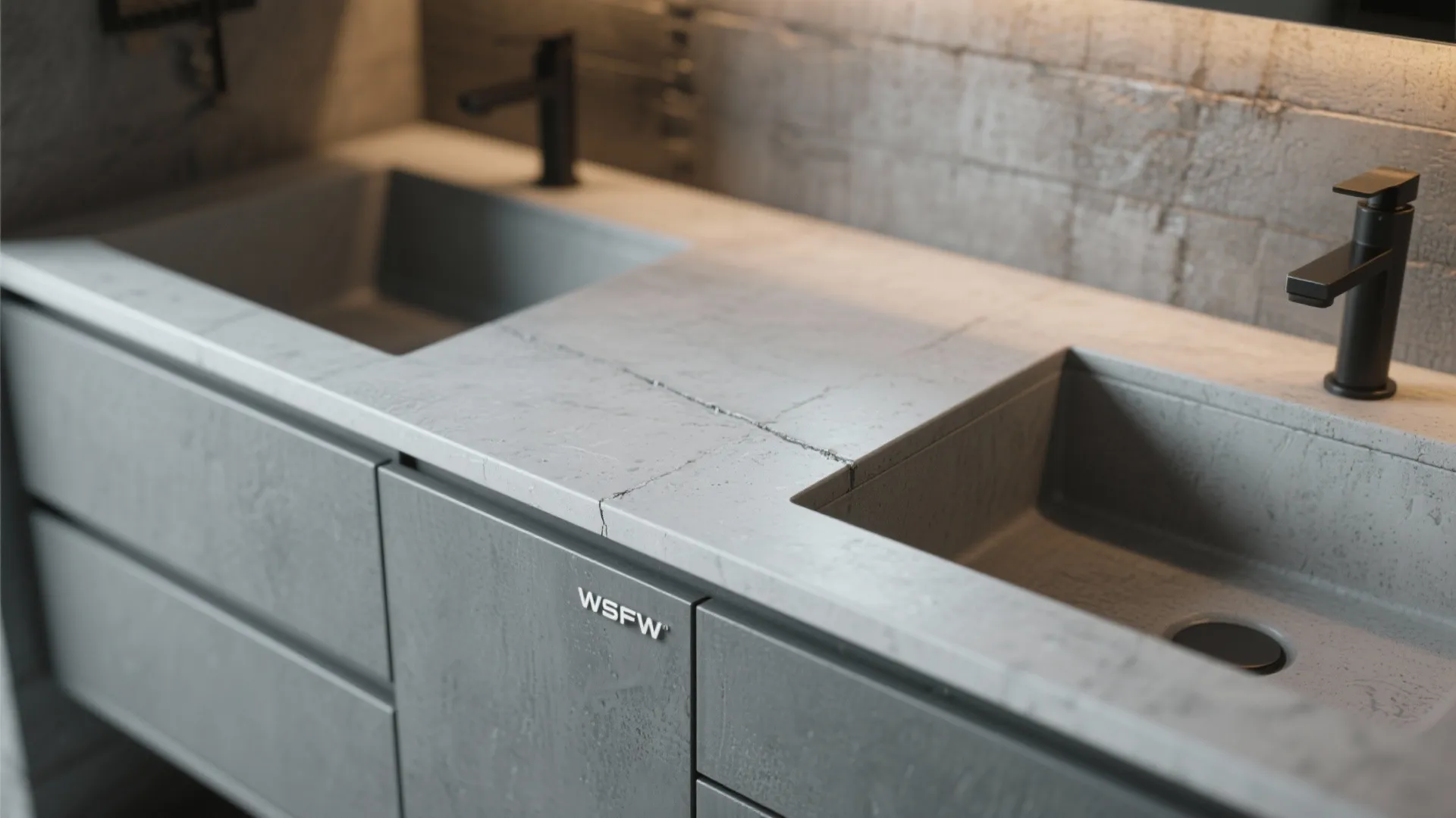 5. Industrial edge: concrete-look top with gray base