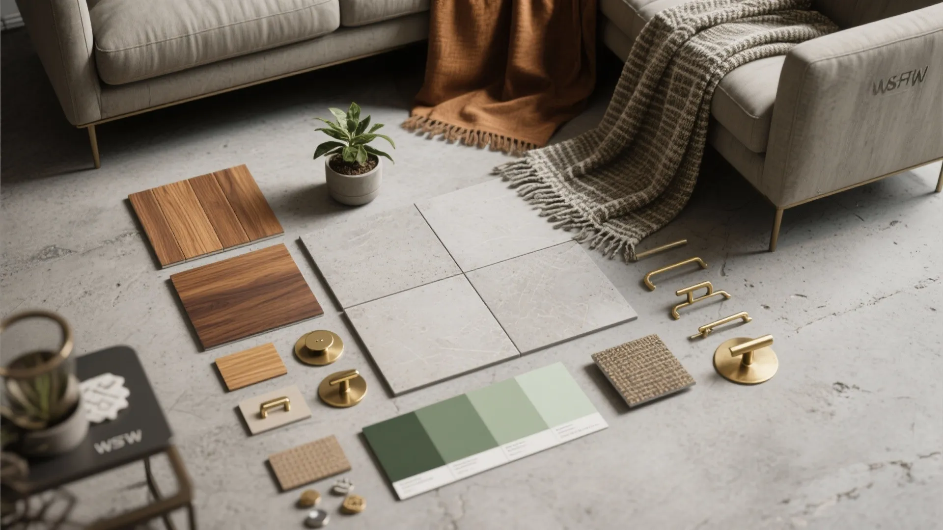 5. Concrete-Look Accents & Warm Details