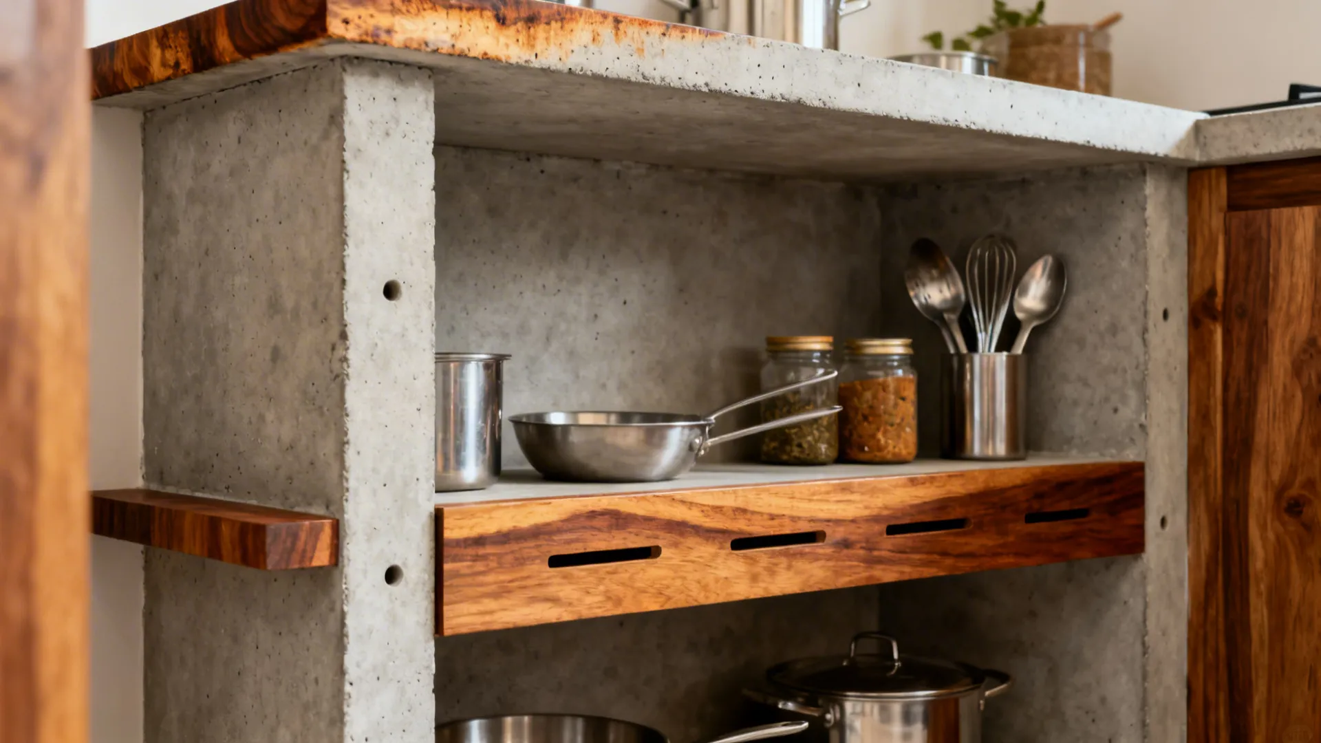 Concrete-and-wood hybrids for warmth