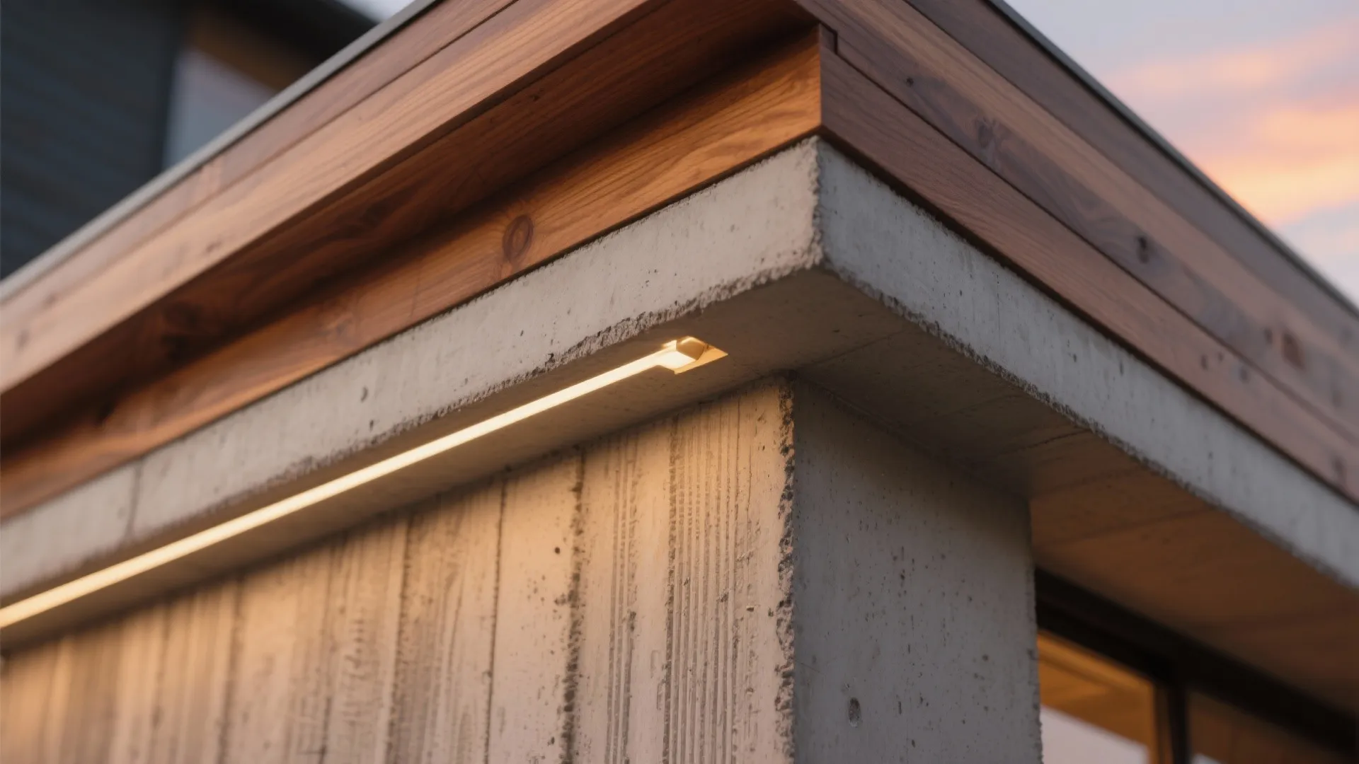 Textured Concrete with Warm Wood Caps for Modern Warmth