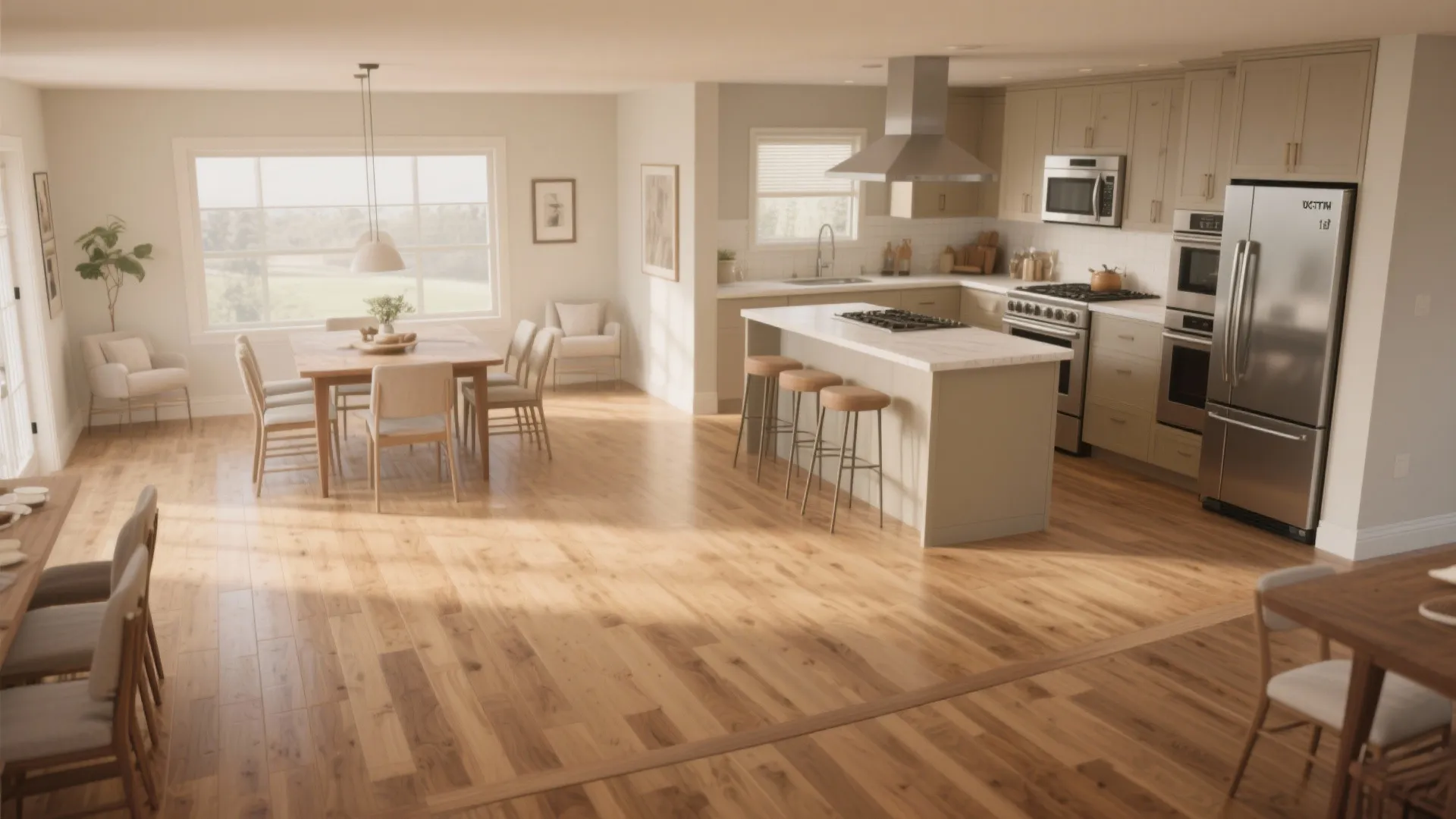 3. Introduce consistent flooring to unify zones