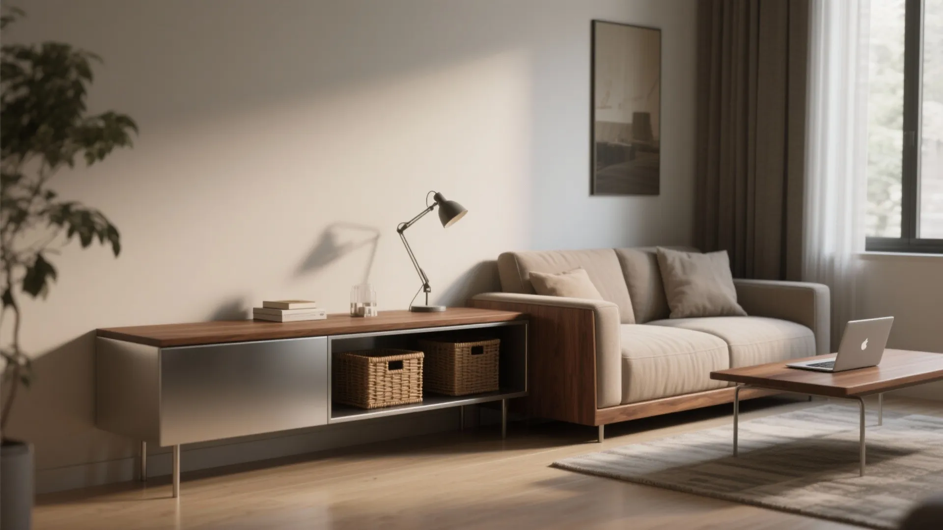 2. Create a slim console-backed seating zone