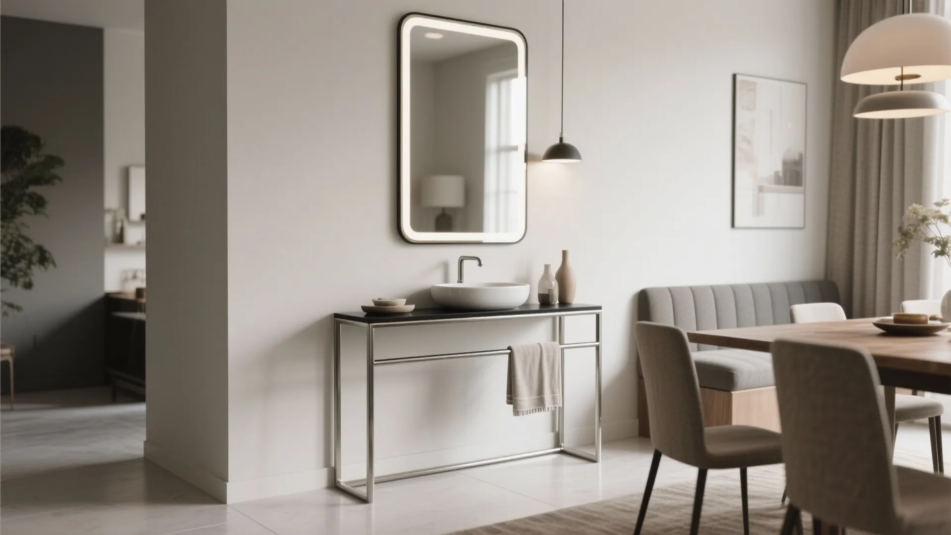 2) Console Basin With Integrated Towel Rail