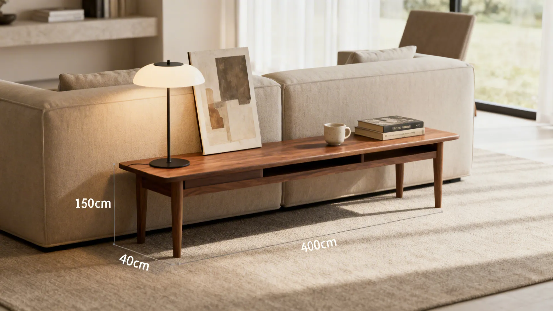 1. Use an extra large end table as a mini-console behind the sofa